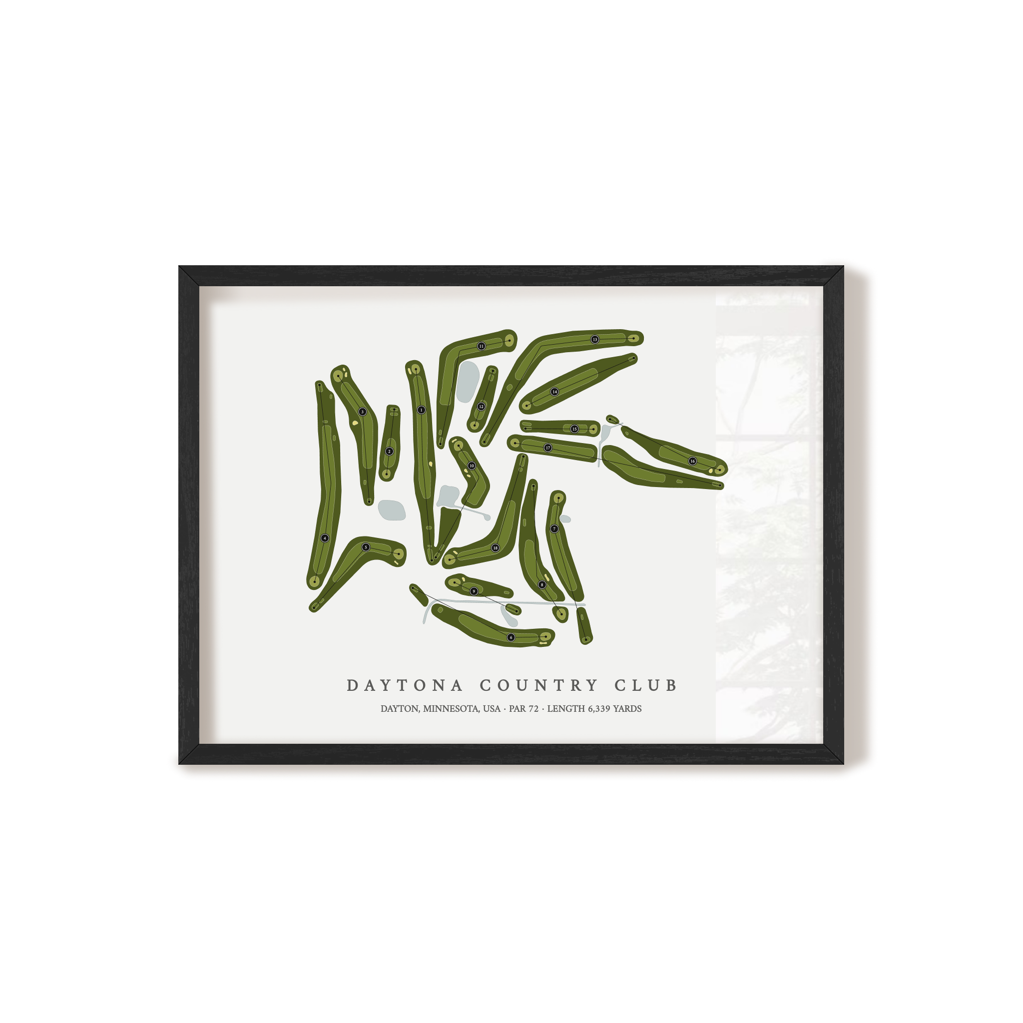 Daytona Country Club | Golf Course Map | Black Frame 