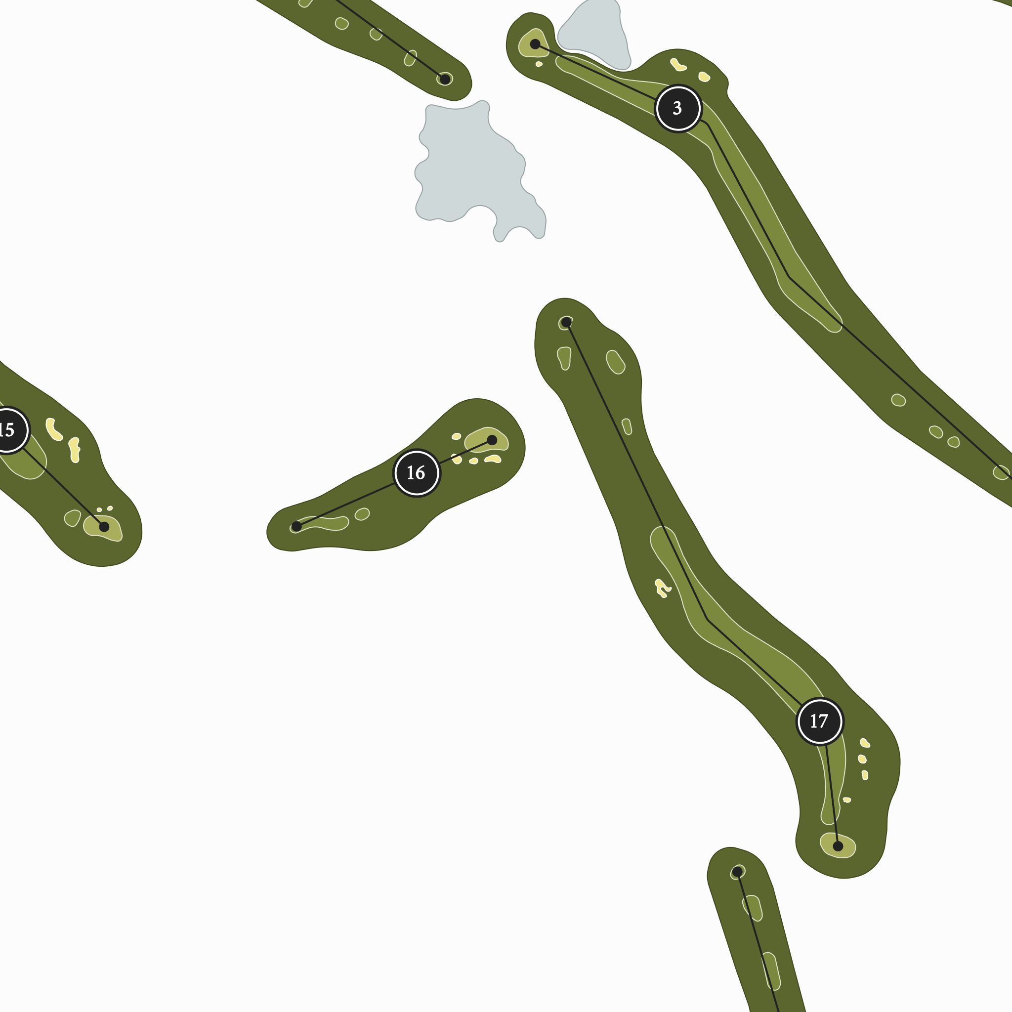 Del Lago Golf Club | Golf Course Map | Close Up With Hole Numbers #hole numbers_yes