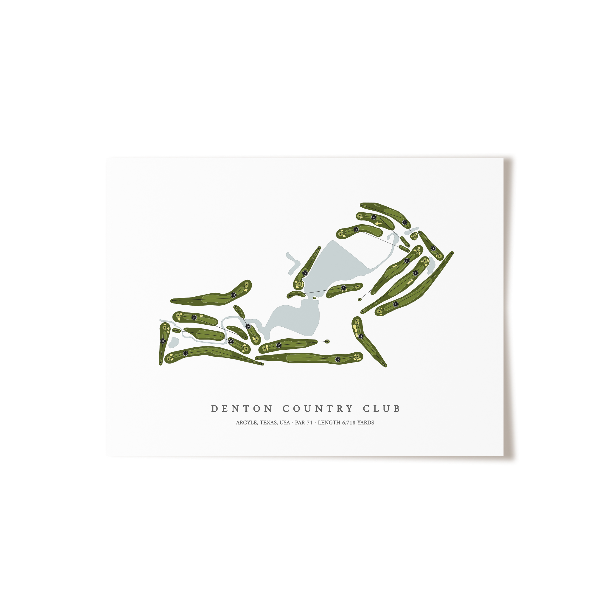 Denton Country Club | Golf Course Map | Unframed 