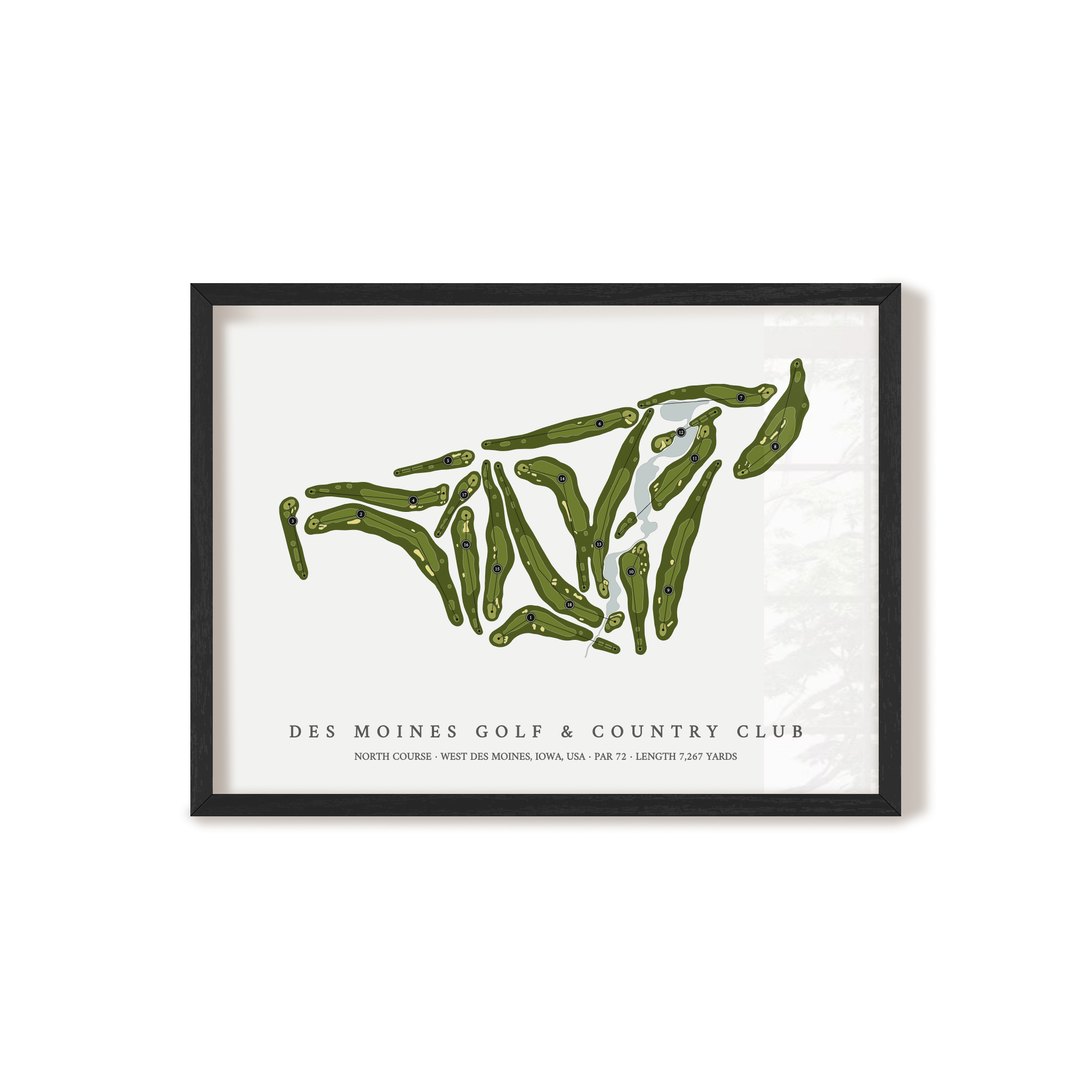 Des Moines Golf & Country Club - North Course | Golf Course Map | Black Frame 