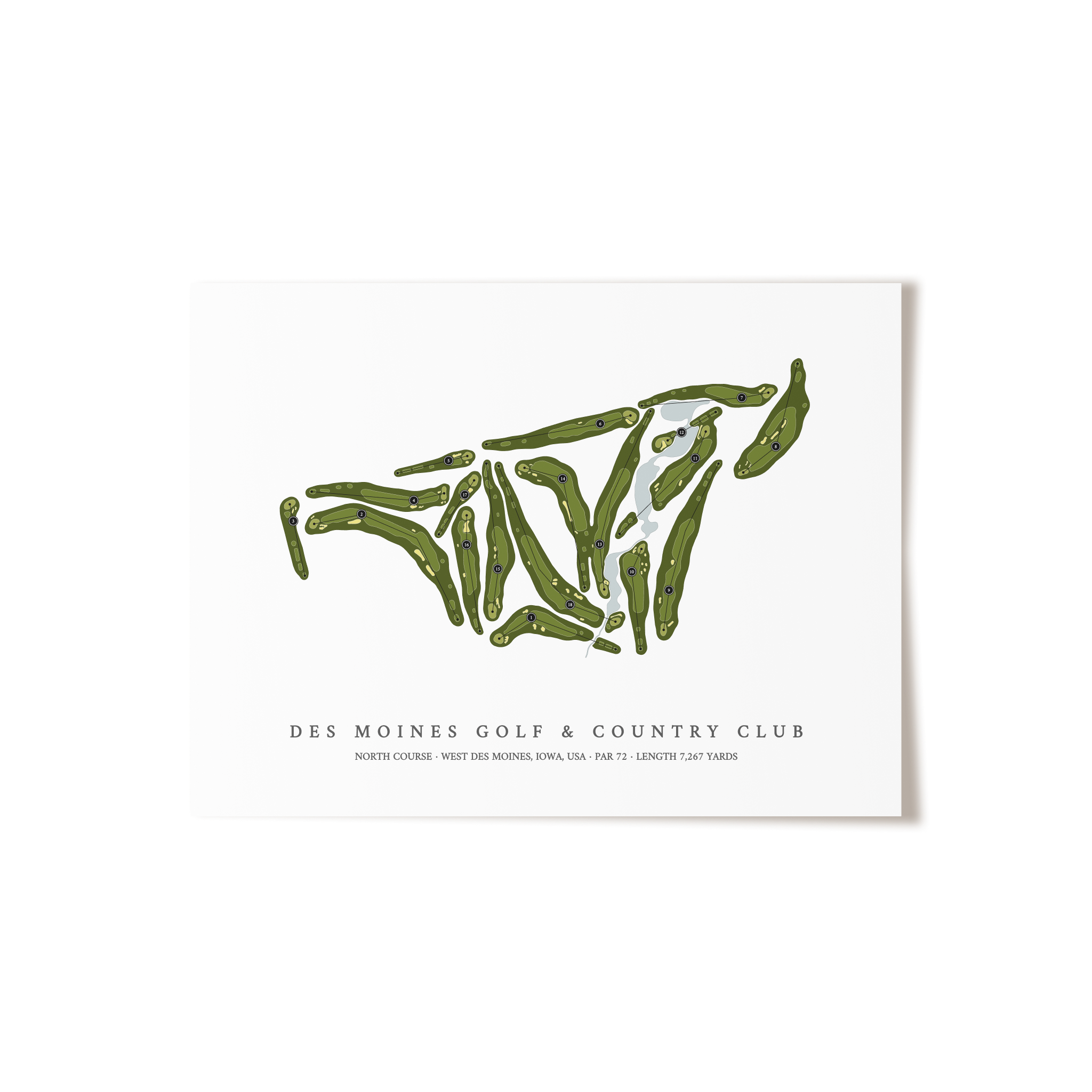 Des Moines Golf & Country Club - North Course | Golf Course Map | Unframed 