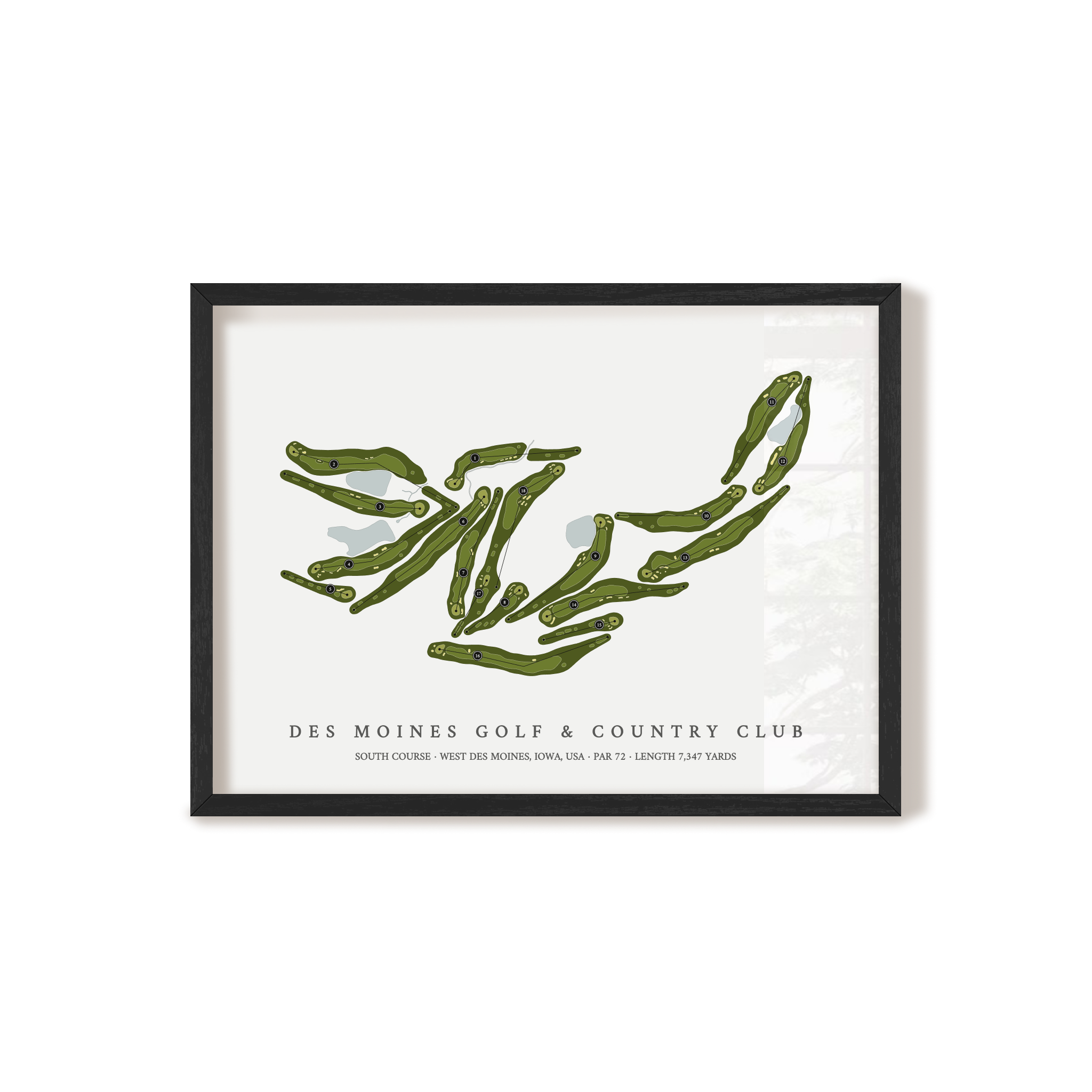 Des Moines Golf & Country Club - South Course | Golf Course Map | Black Frame 
