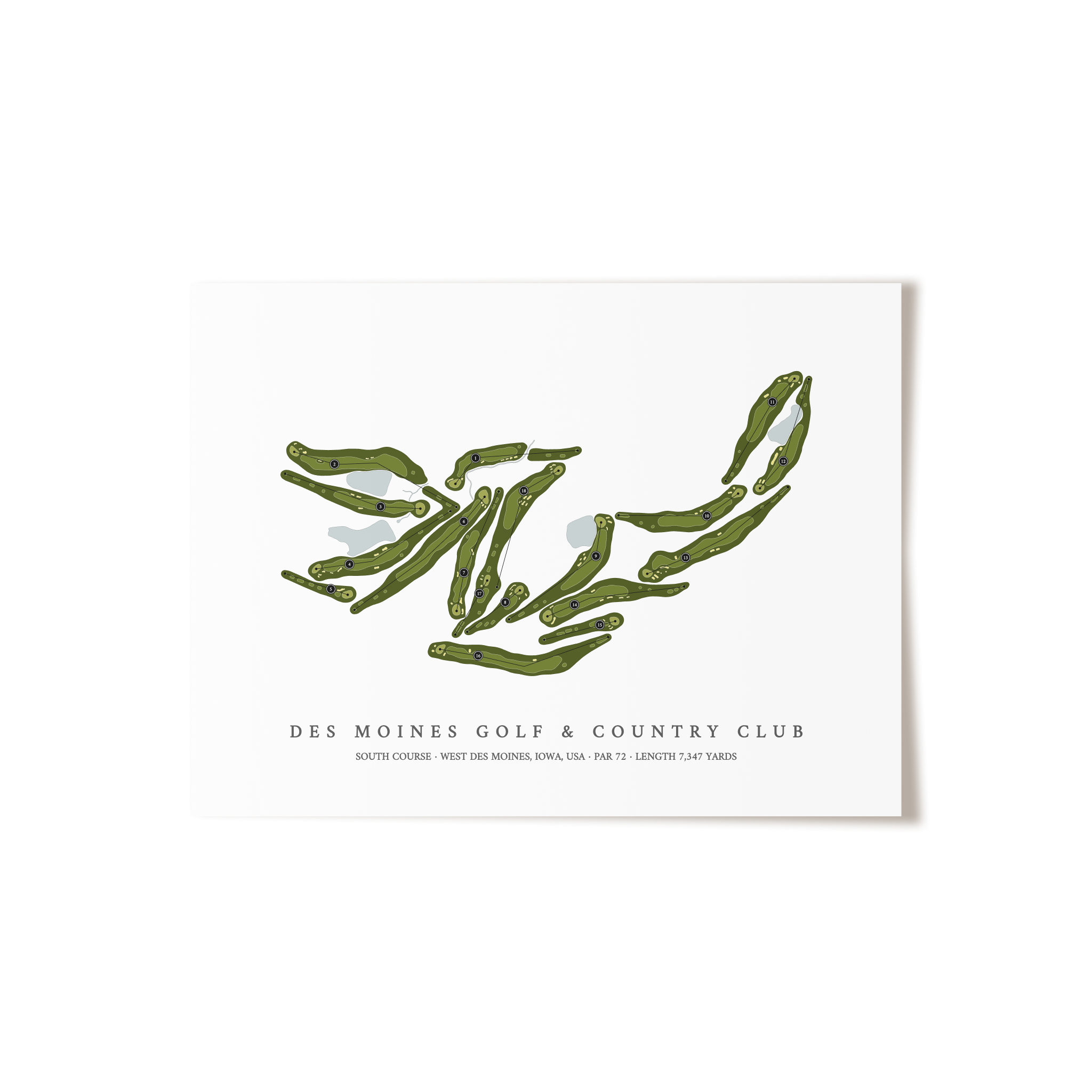 Des Moines Golf & Country Club - South Course | Golf Course Map | Unframed 