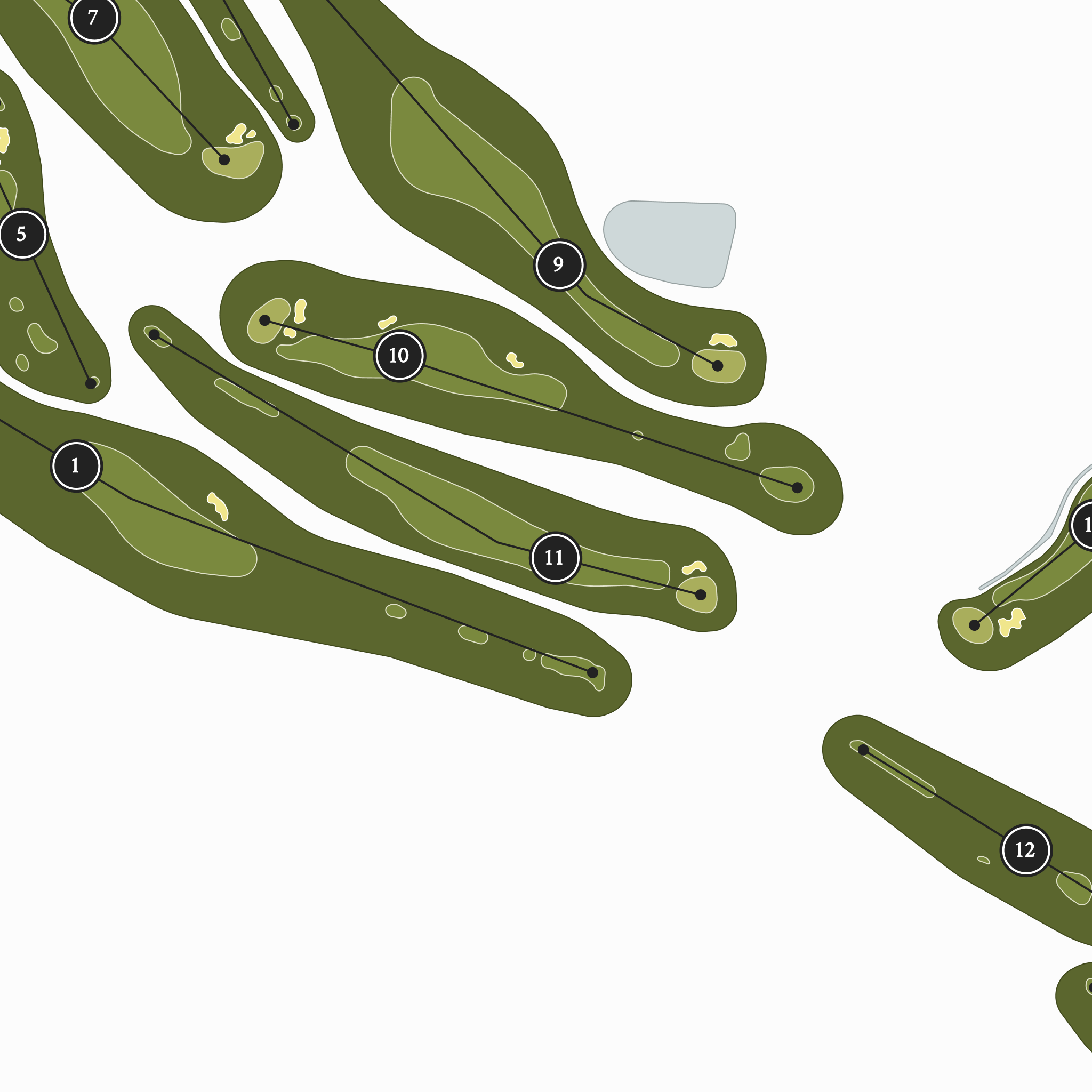 Diamond Creek | Golf Course Map | Close Up With Hole Numbers #hole numbers_yes