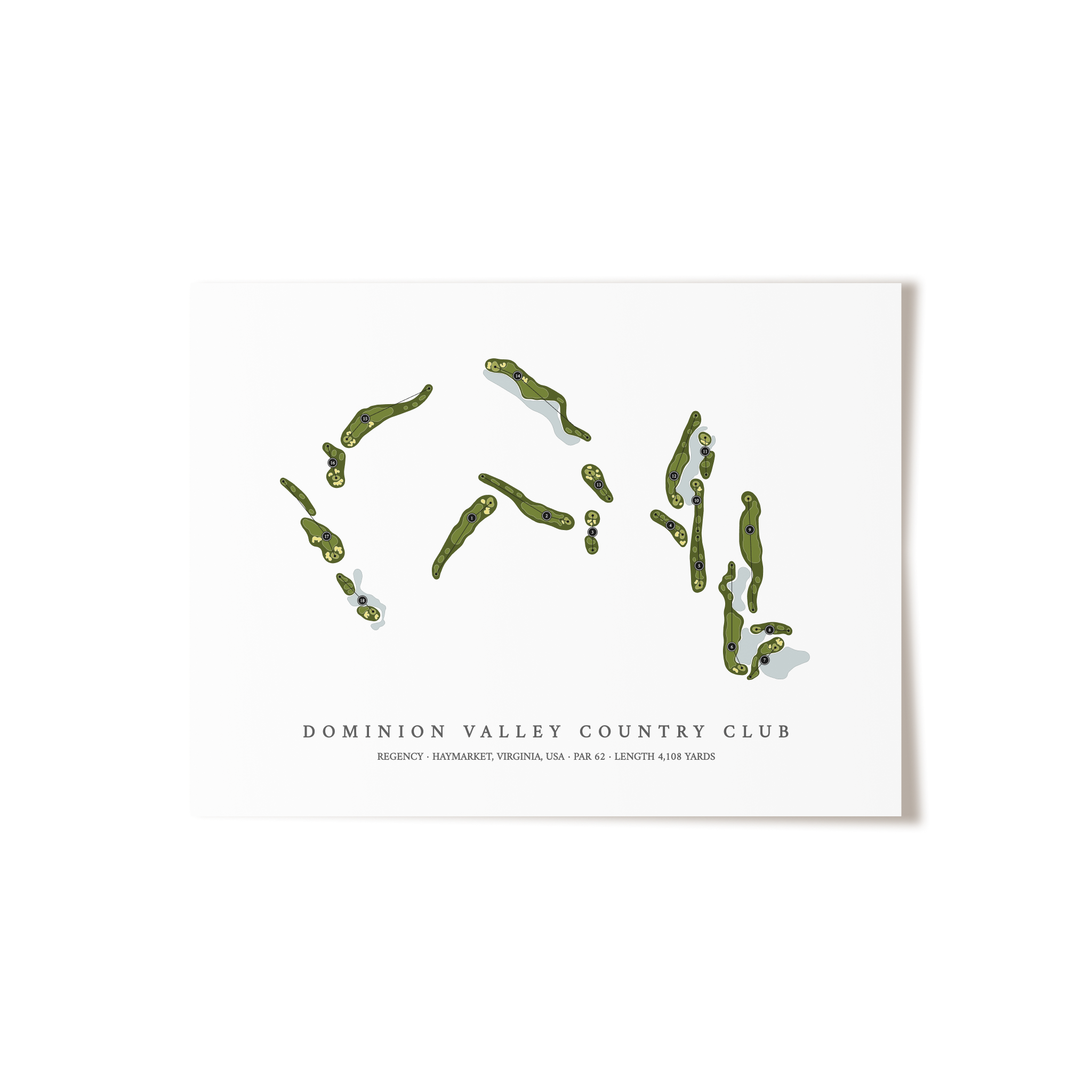 Dominion Valley Country Club - Regency Course | Golf Course Map | Unframed 
