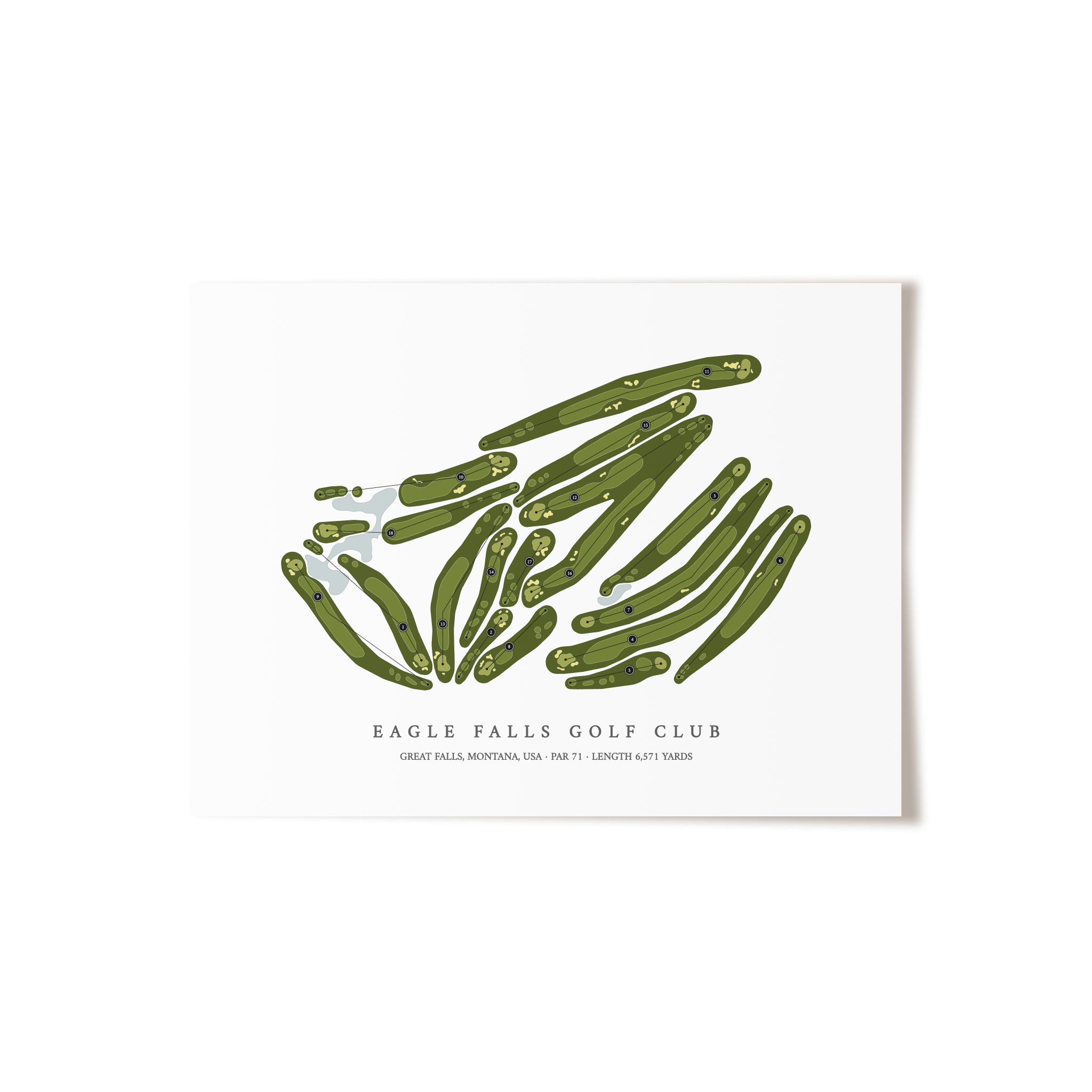Eagle Falls Golf Club | Golf Course Map | Unframed 