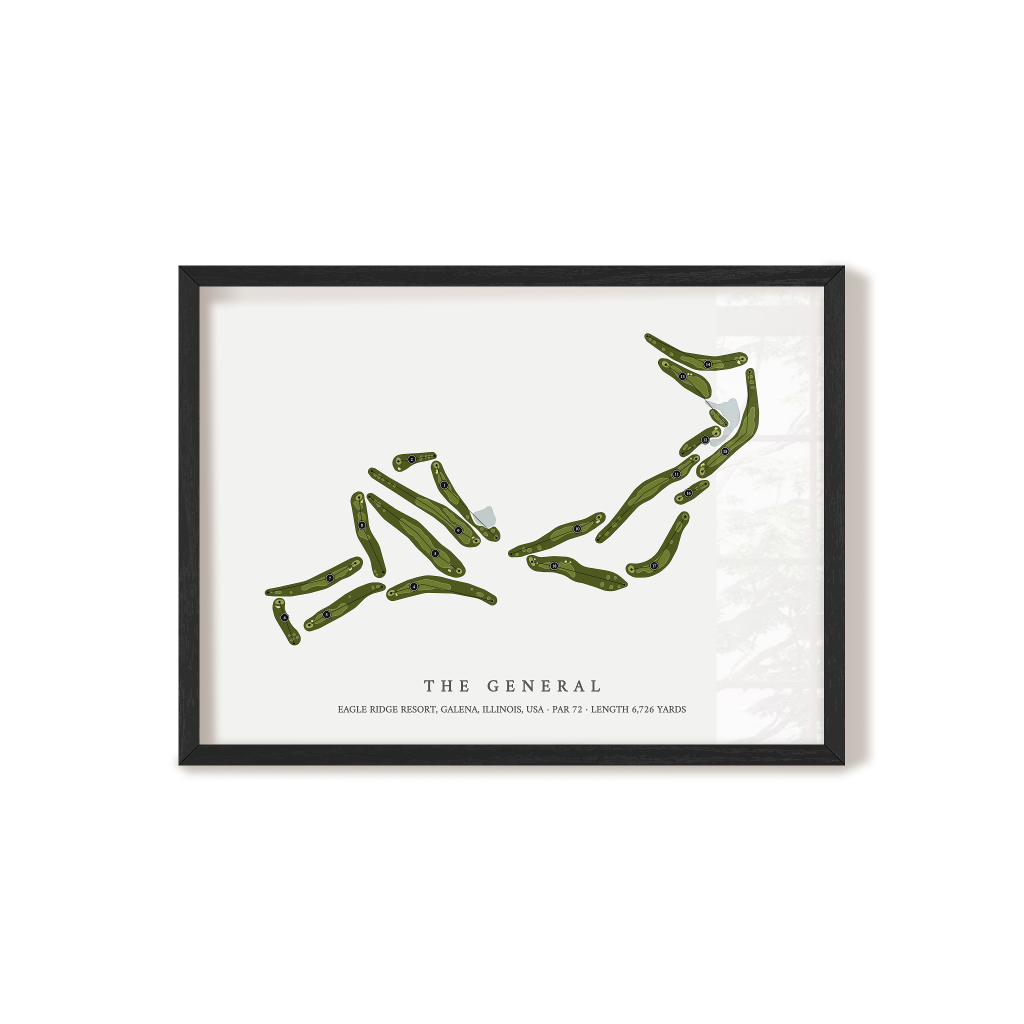 Eagle Ridge Resort - The General | Golf Course Map | Black Frame 