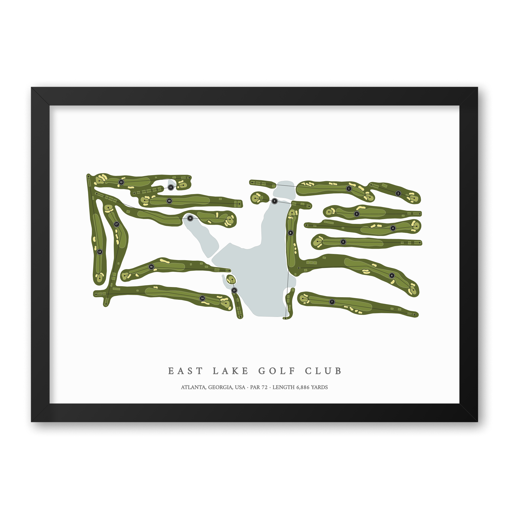 East Lake Golf Club | Golf Course Map | Black Frame 