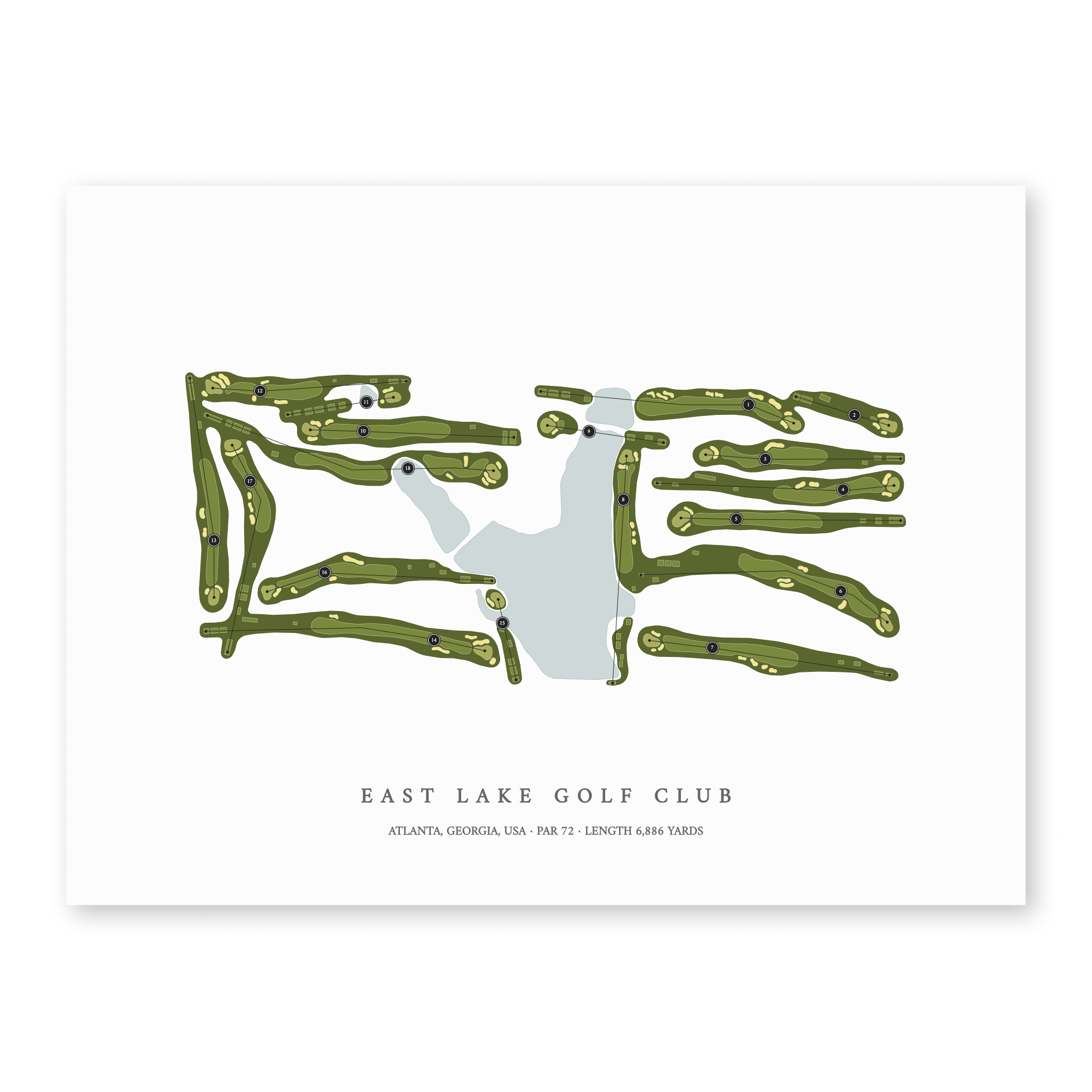 East Lake Golf Club | Golf Course Map | Unframed 