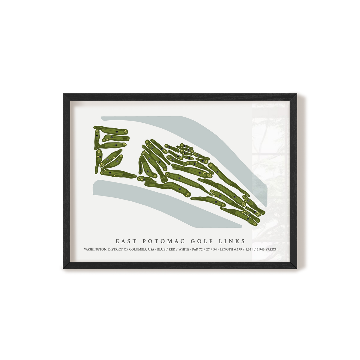 East Potomac Golf Links | Golf Course Map | Black Frame 