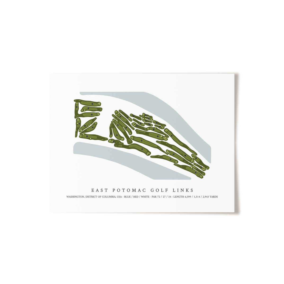 East Potomac Golf Links | Golf Course Map | Unframed 