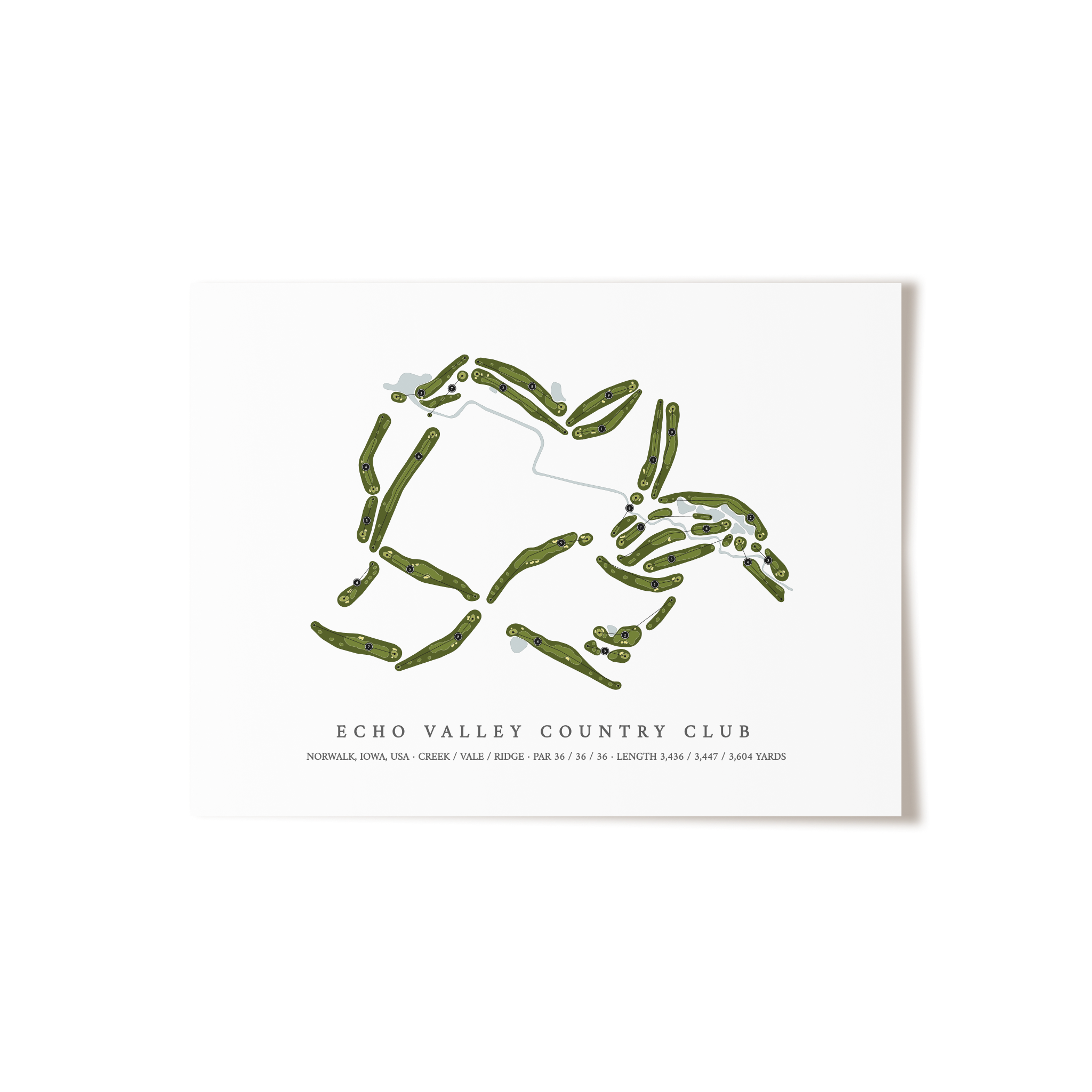 Echo Valley Country Club | Golf Course Map | Unframed
