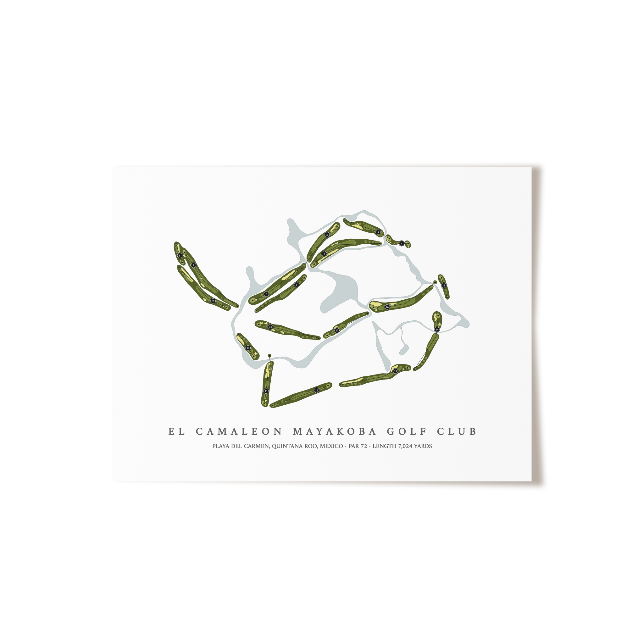El Camaleon Mayakoba Golf Club | Golf Course Map | Unframed 