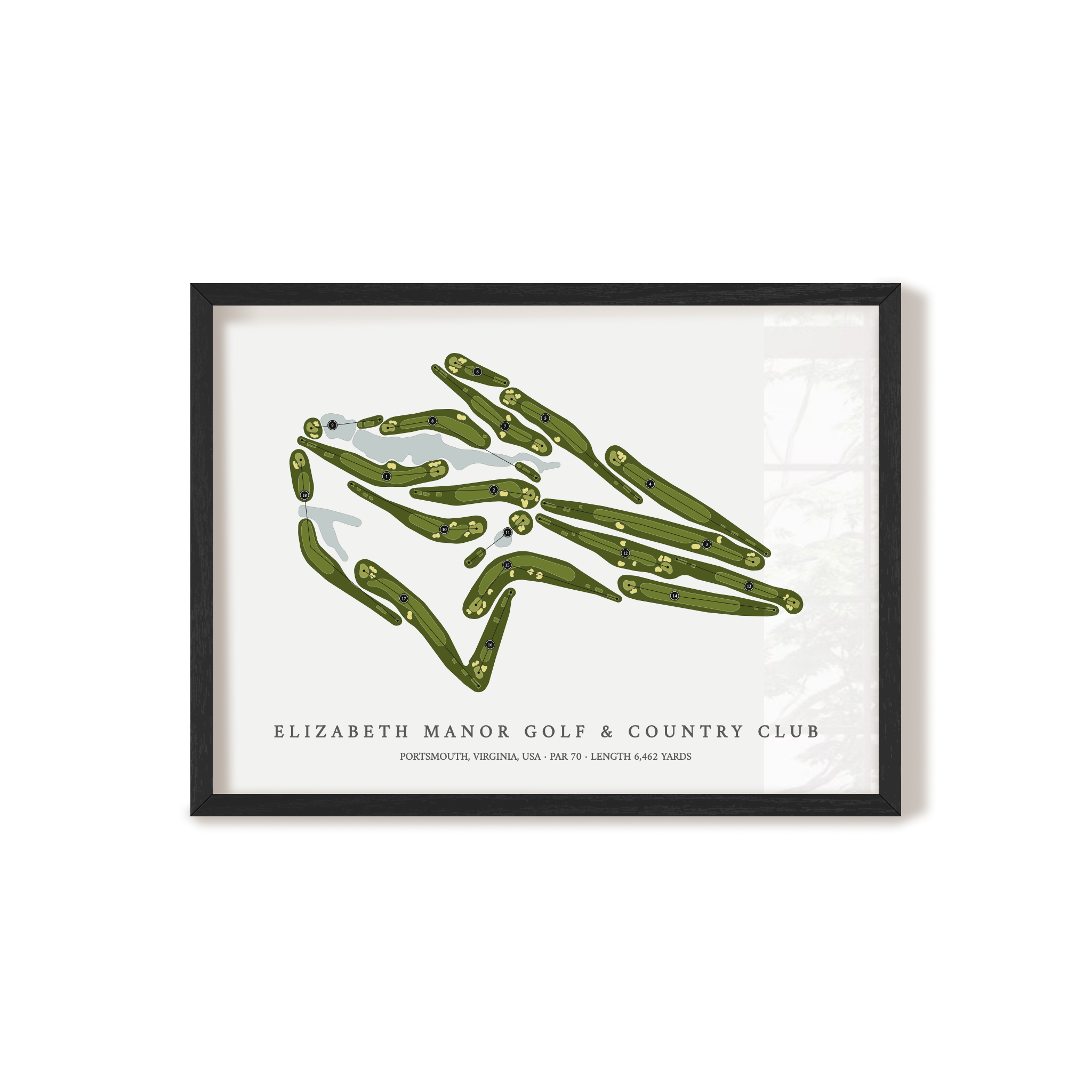 Elizabeth Manor Golf & Country Club | Golf Course Map | Black Frame 