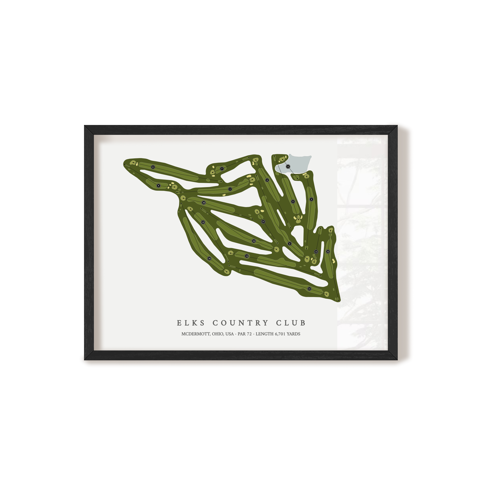 Elks Country Club | Golf Course Map | Black Frame 