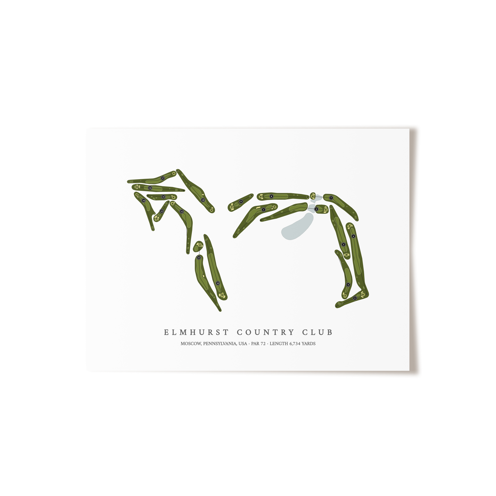 Elmhurst Country Club | Golf Course Map | Unframed 