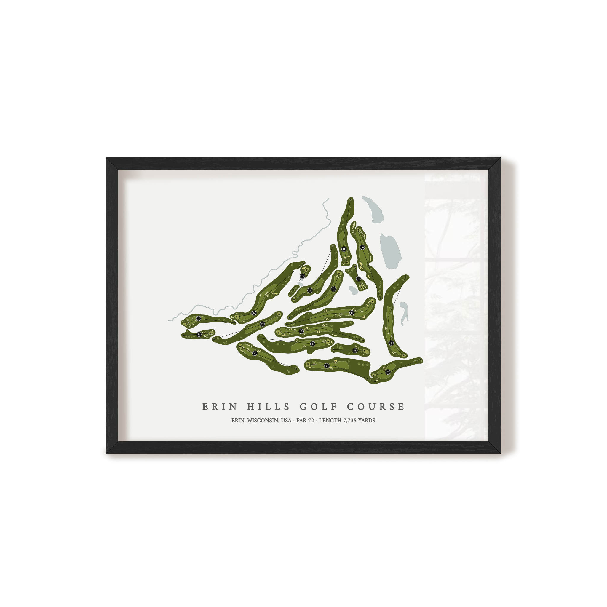 Erin Hills Golf Course | Golf Course Print | Black Frame 