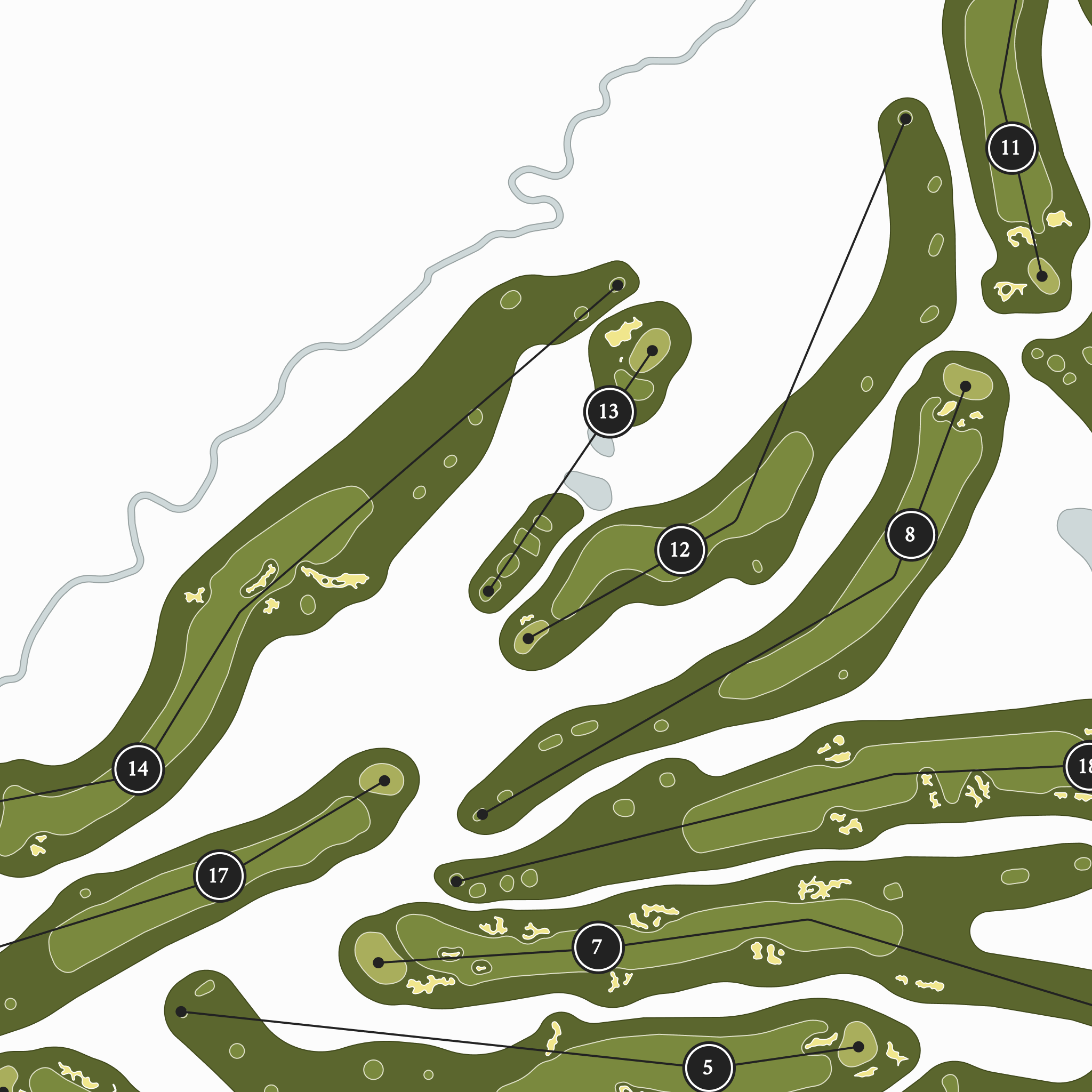 Erin Hills Golf Course| Golf Course Print | Close Up With Hole Numbers #hole numbers_yes