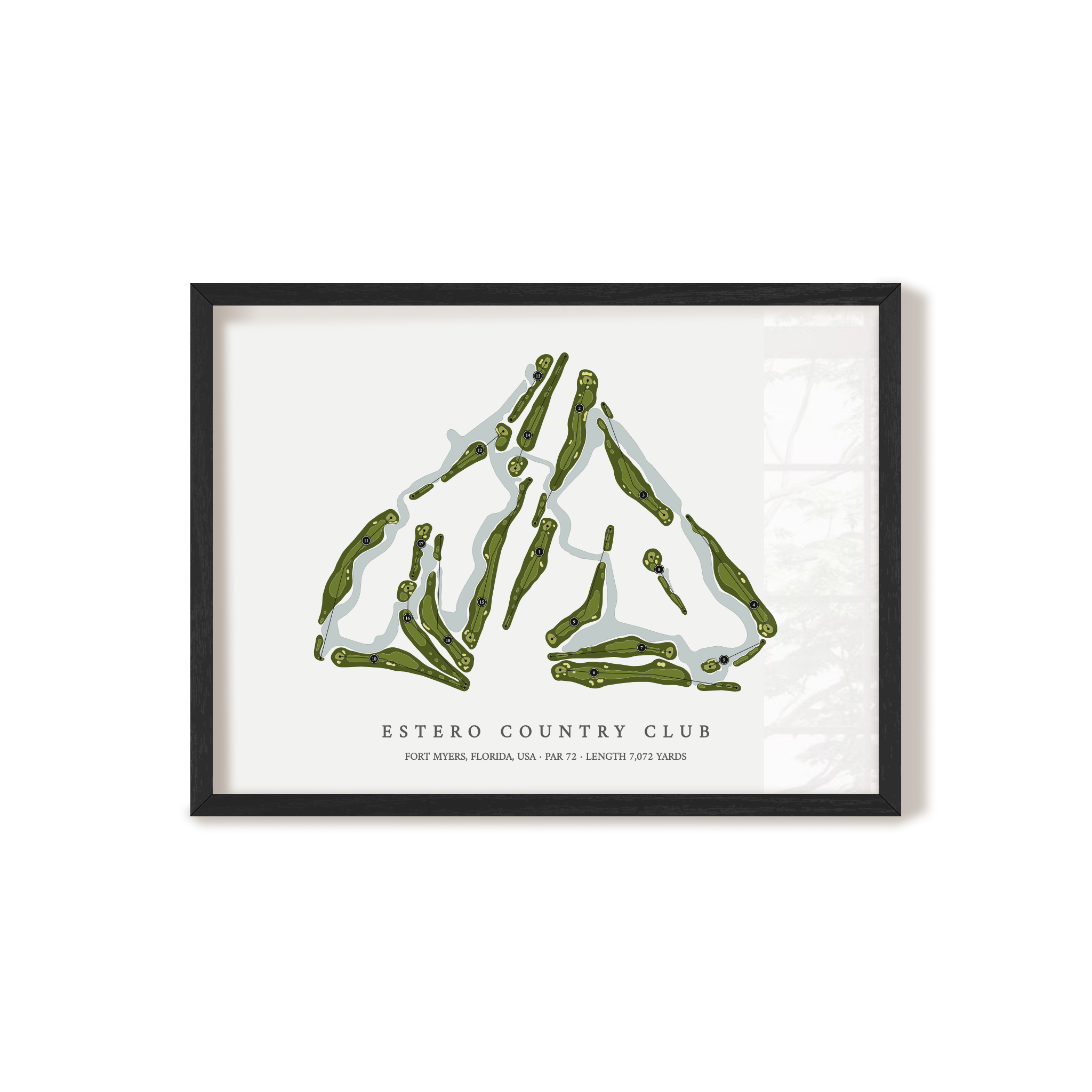 Estero Country Club | Golf Course Map | Black Frame 