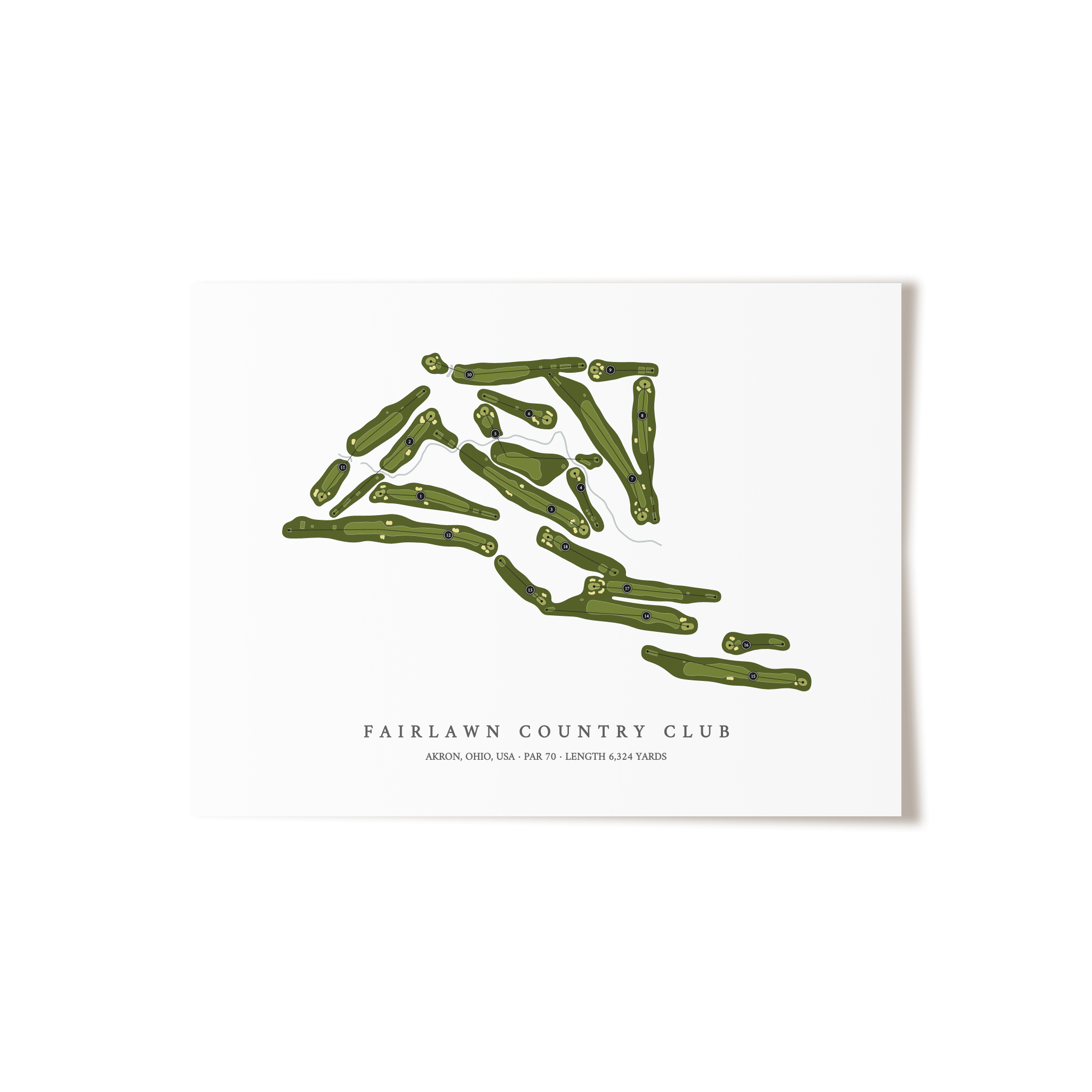 Fairlawn Country Club | Golf Course Map | Unframed 