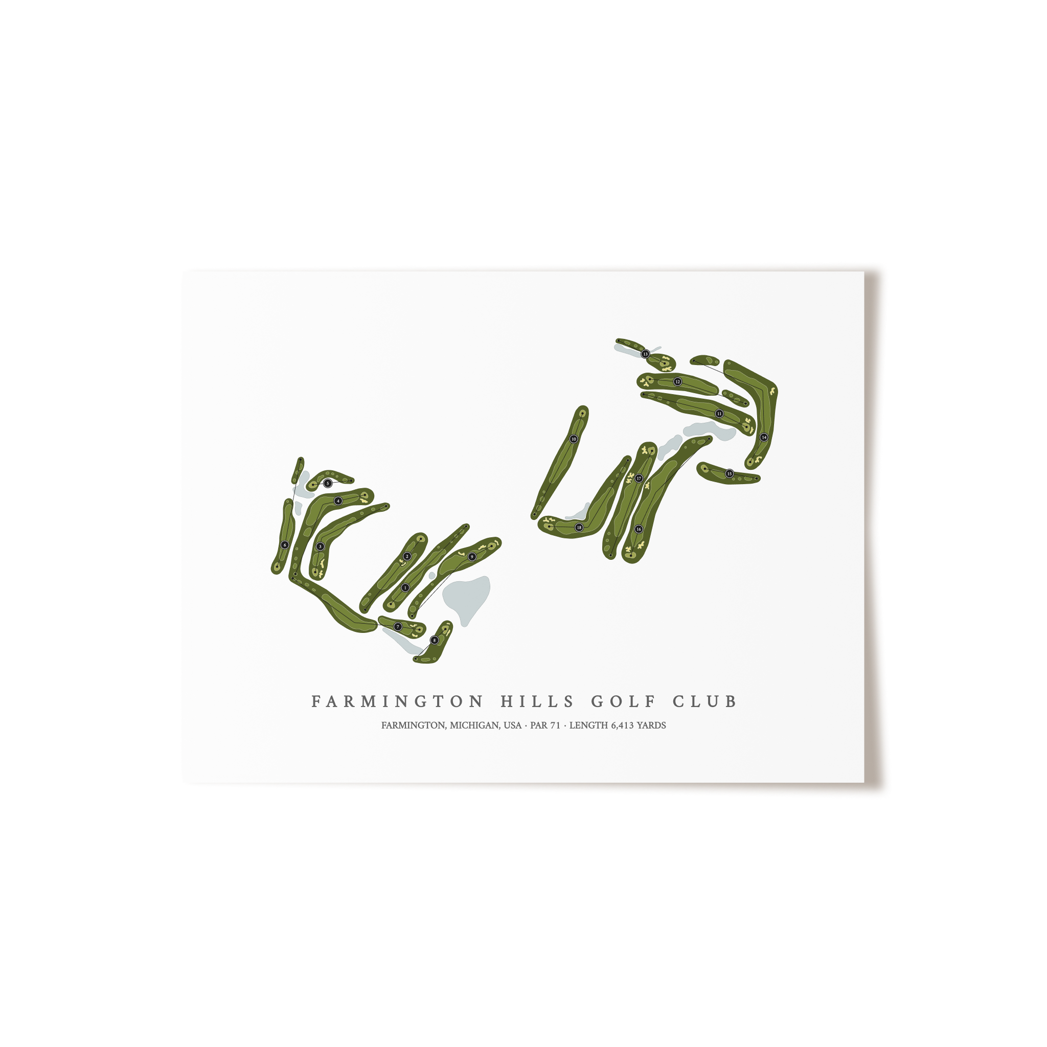 Farmington Hills Golf Club | Golf Course Map | Unframed 