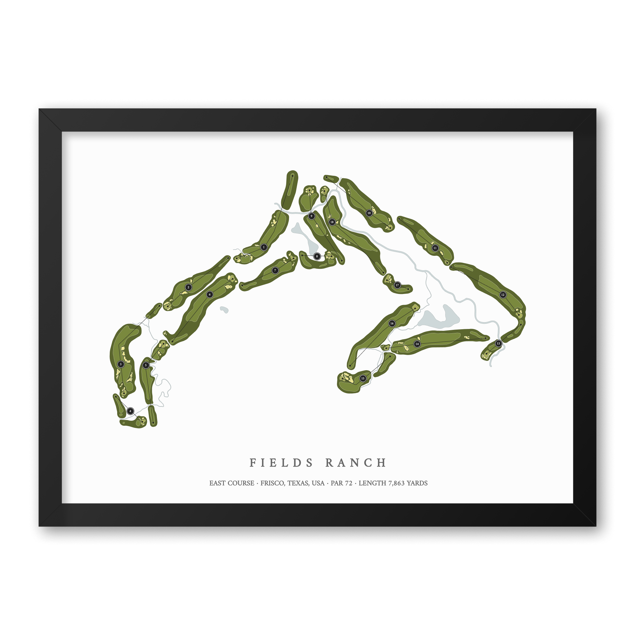 Fields Ranch - East Course | Golf Course Map | Black Frame