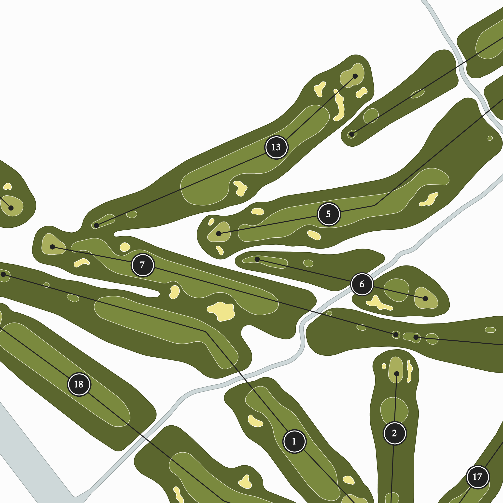 Findlay Country Club | Golf Course Map | Close Up With Hole Numbers #hole numbers_yes