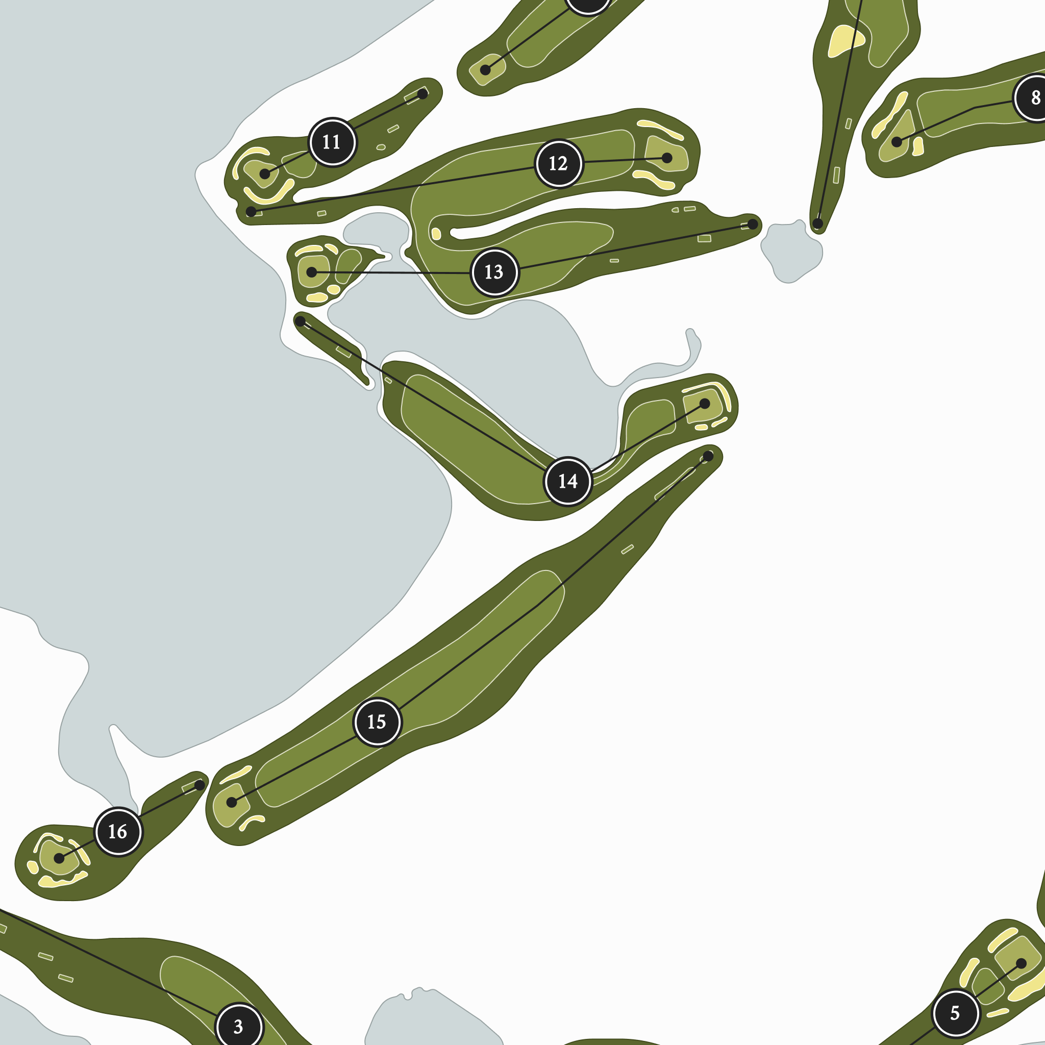 Fishers Island Club| Golf Course Print | Close Up With Hole Numbers #hole numbers_yes