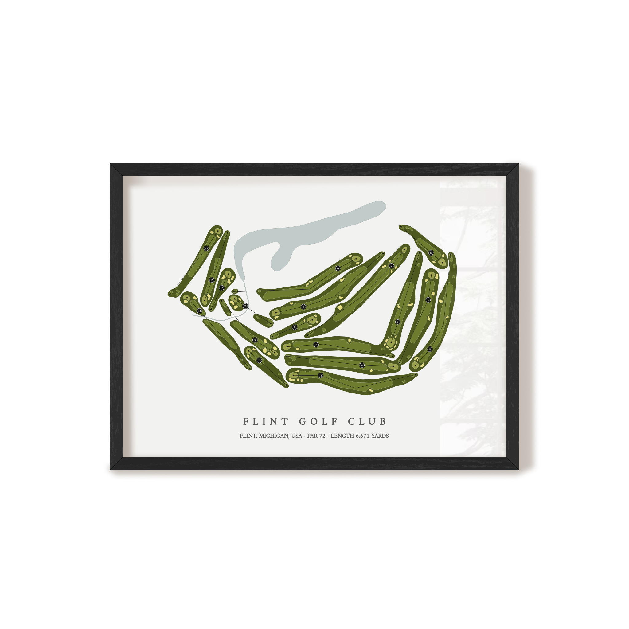 Flint Golf Club | Golf Course Print | Black Frame 