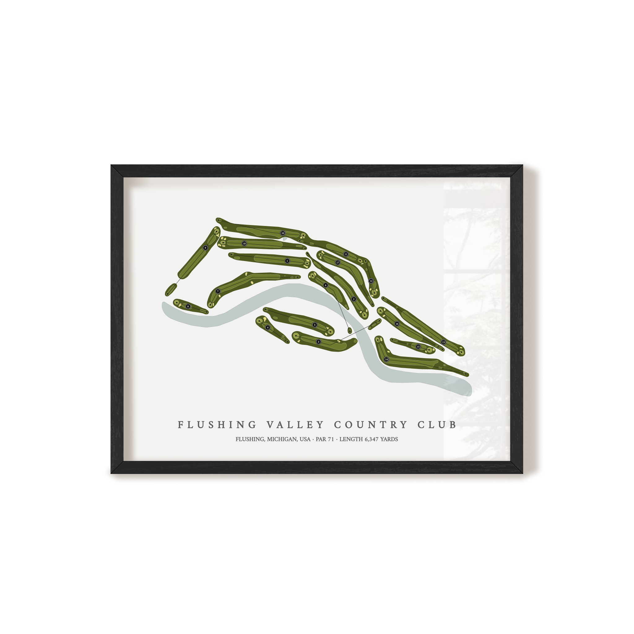 Flushing Valley Country Club | Golf Course Map | Black Frame 