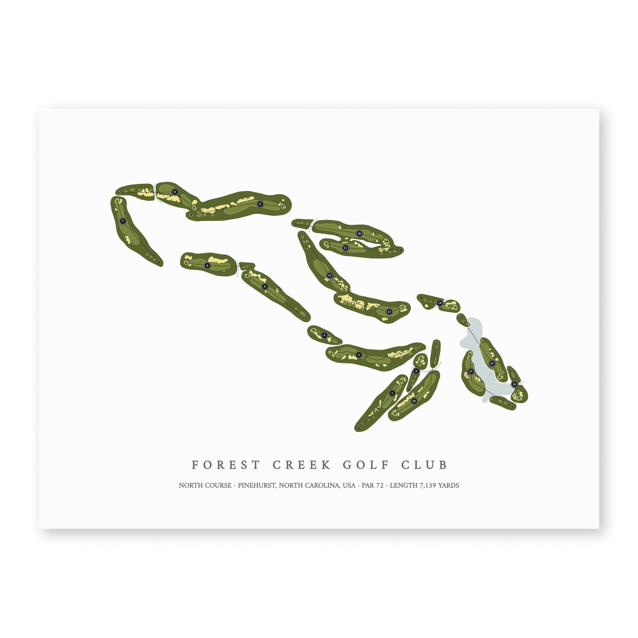 Forest Creek Golf Club - North Course | Golf Course Map | Unframed