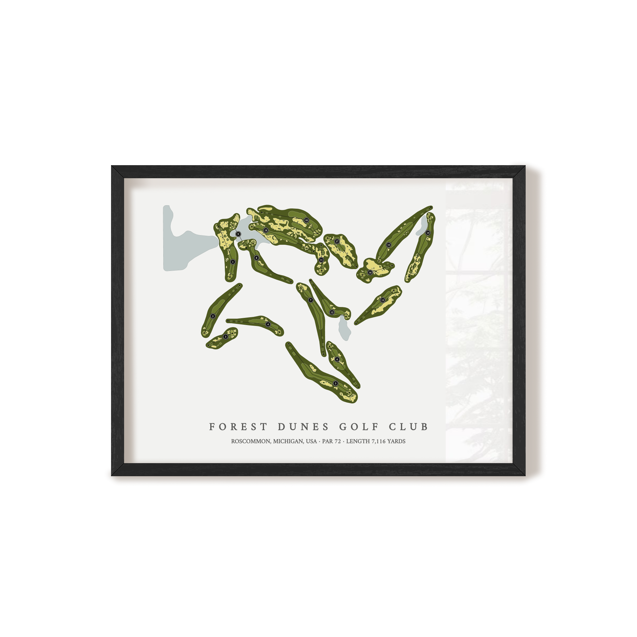 Forest Dunes Golf Club | Golf Course Map | Black Frame 