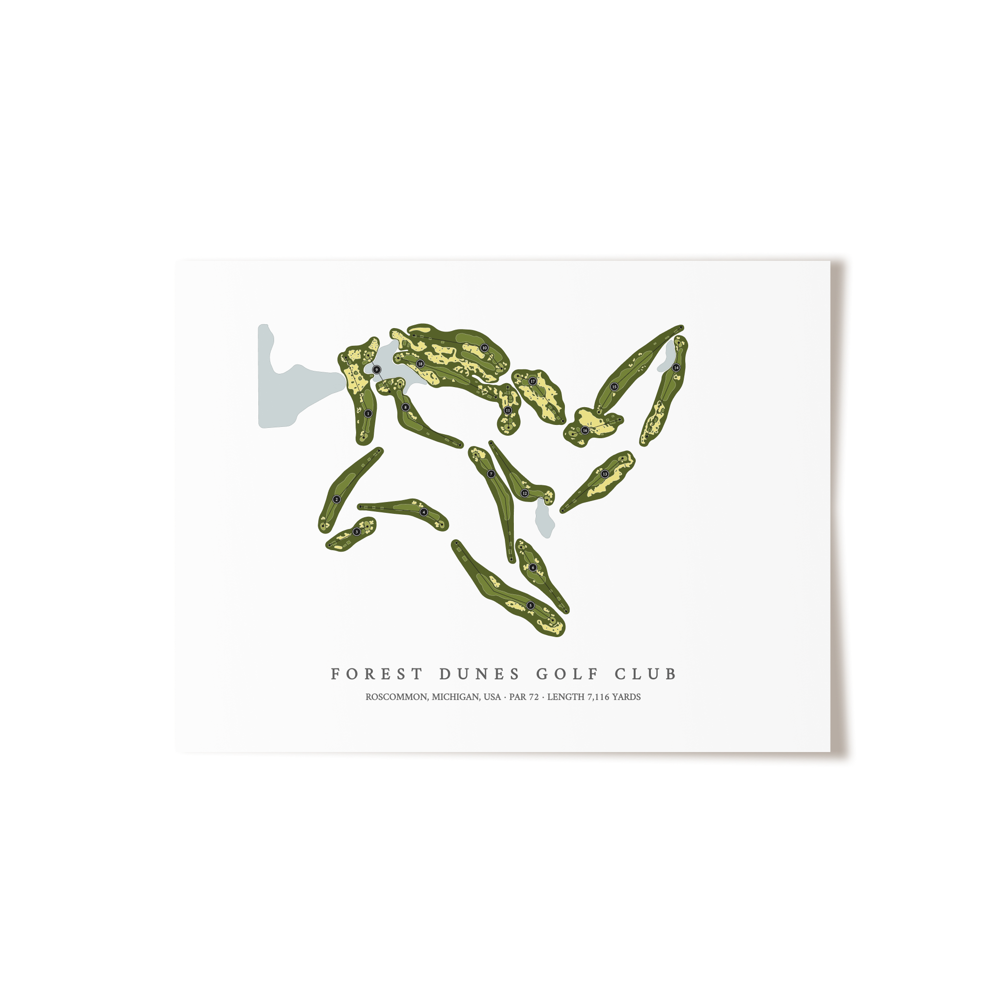 Forest Dunes Golf Club | Golf Course Map | Unframed 
