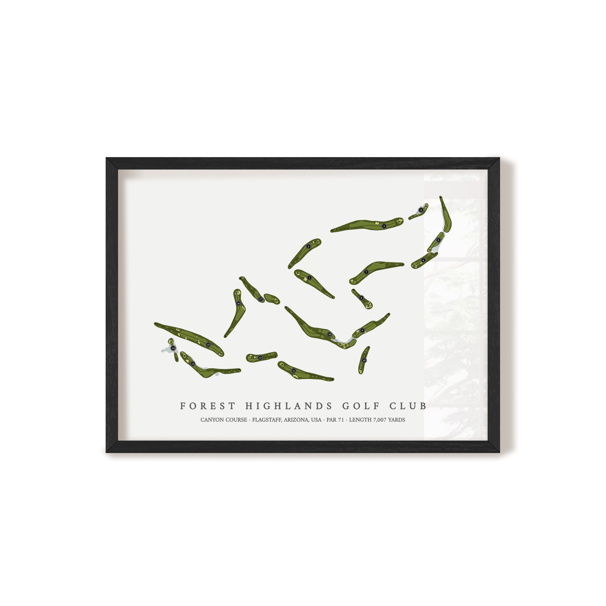 Forest Highlands Golf Club - Canyon Course | Golf Course Map | Black Frame 