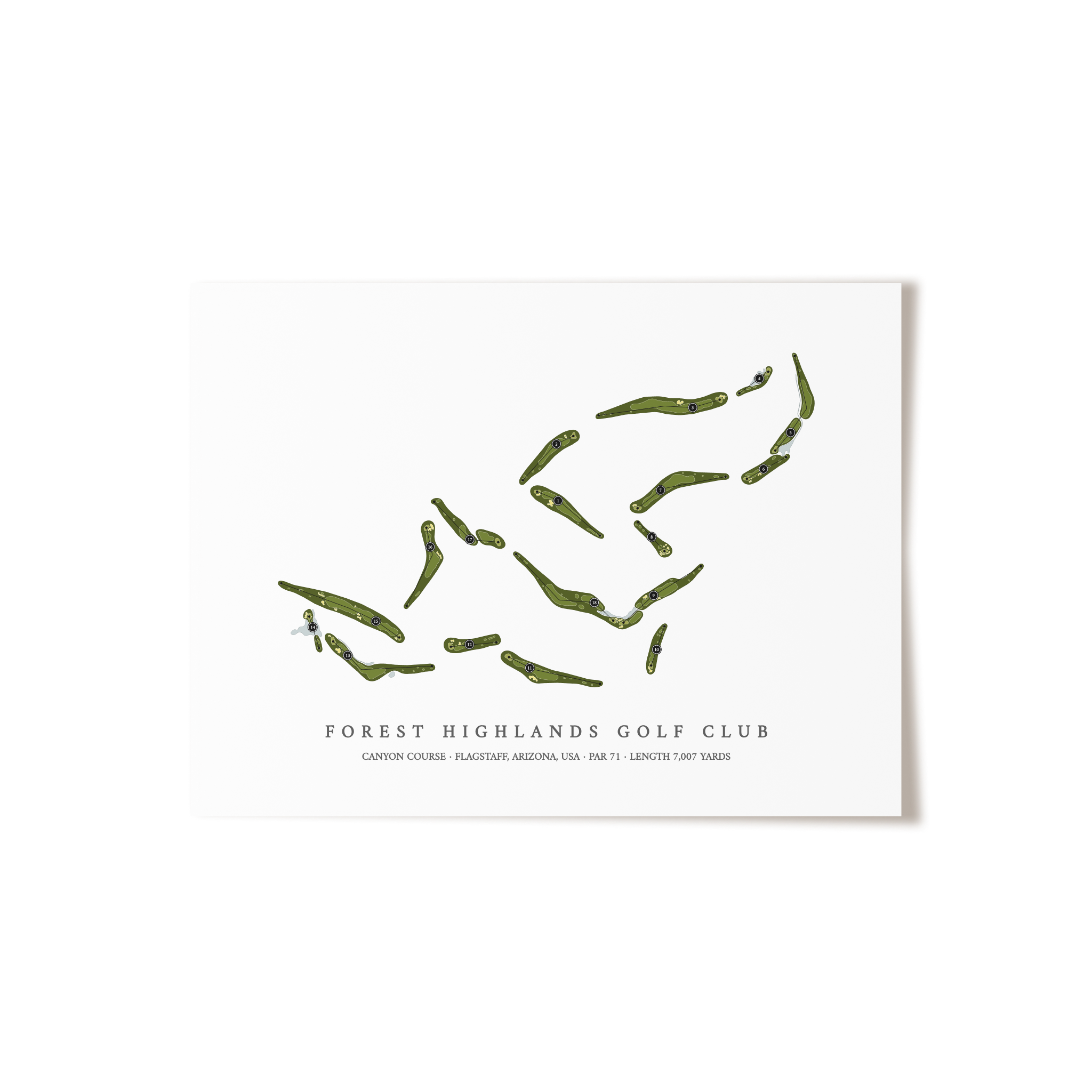 Forest Highlands Golf Club - Canyon Course | Golf Course Map | Unframed 