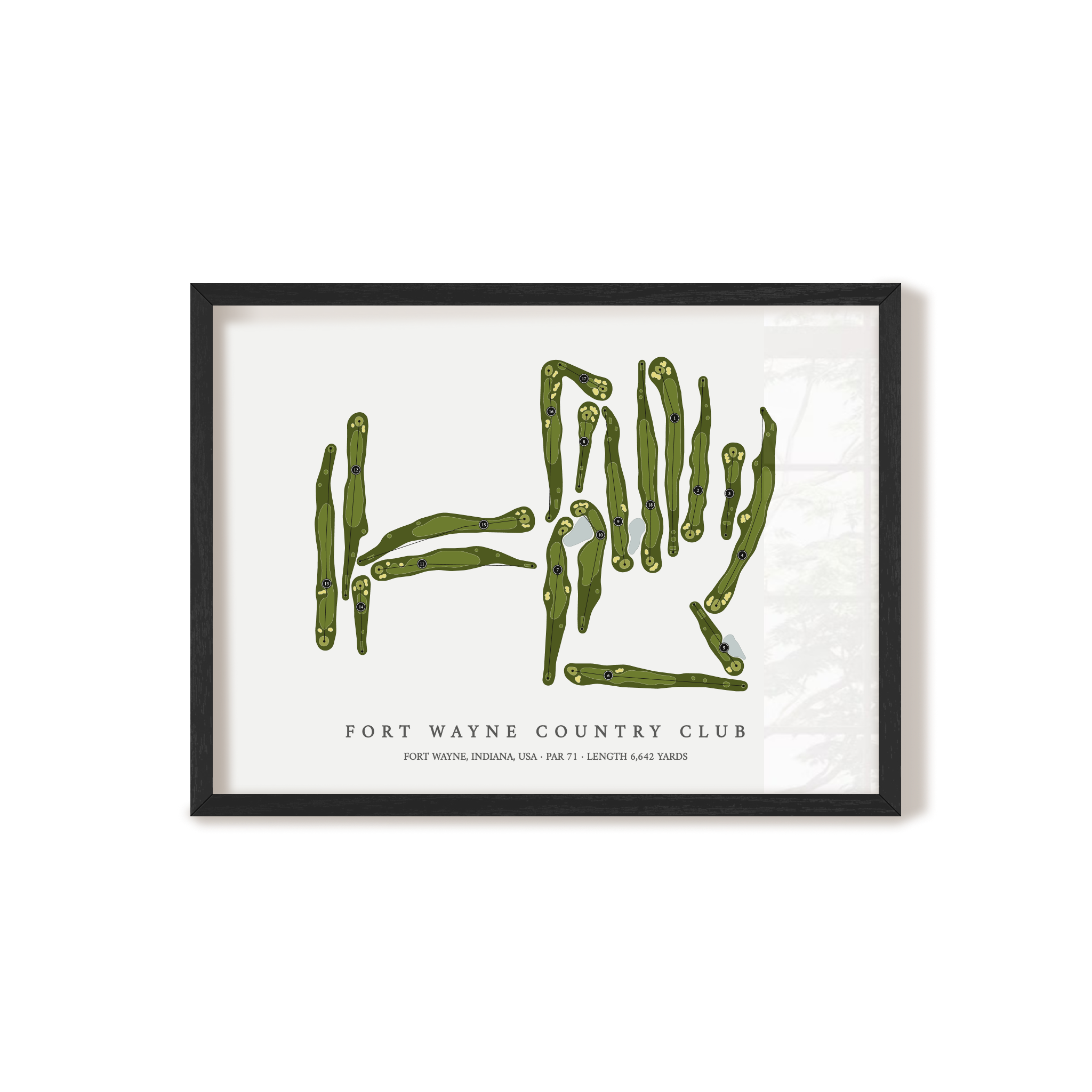 Fort Wayne Country Club | Golf Course Map | Black Frame 