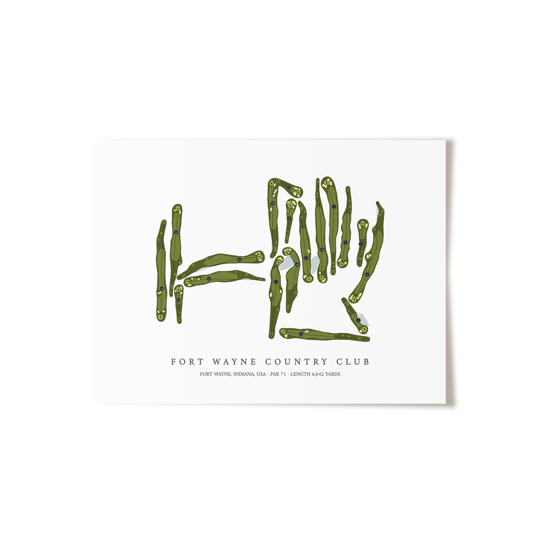 Fort Wayne Country Club | Golf Course Map | Unframed 