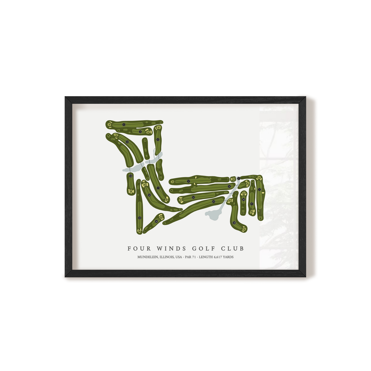 Four Winds Golf Club | Golf Course Map | Black Frame 
