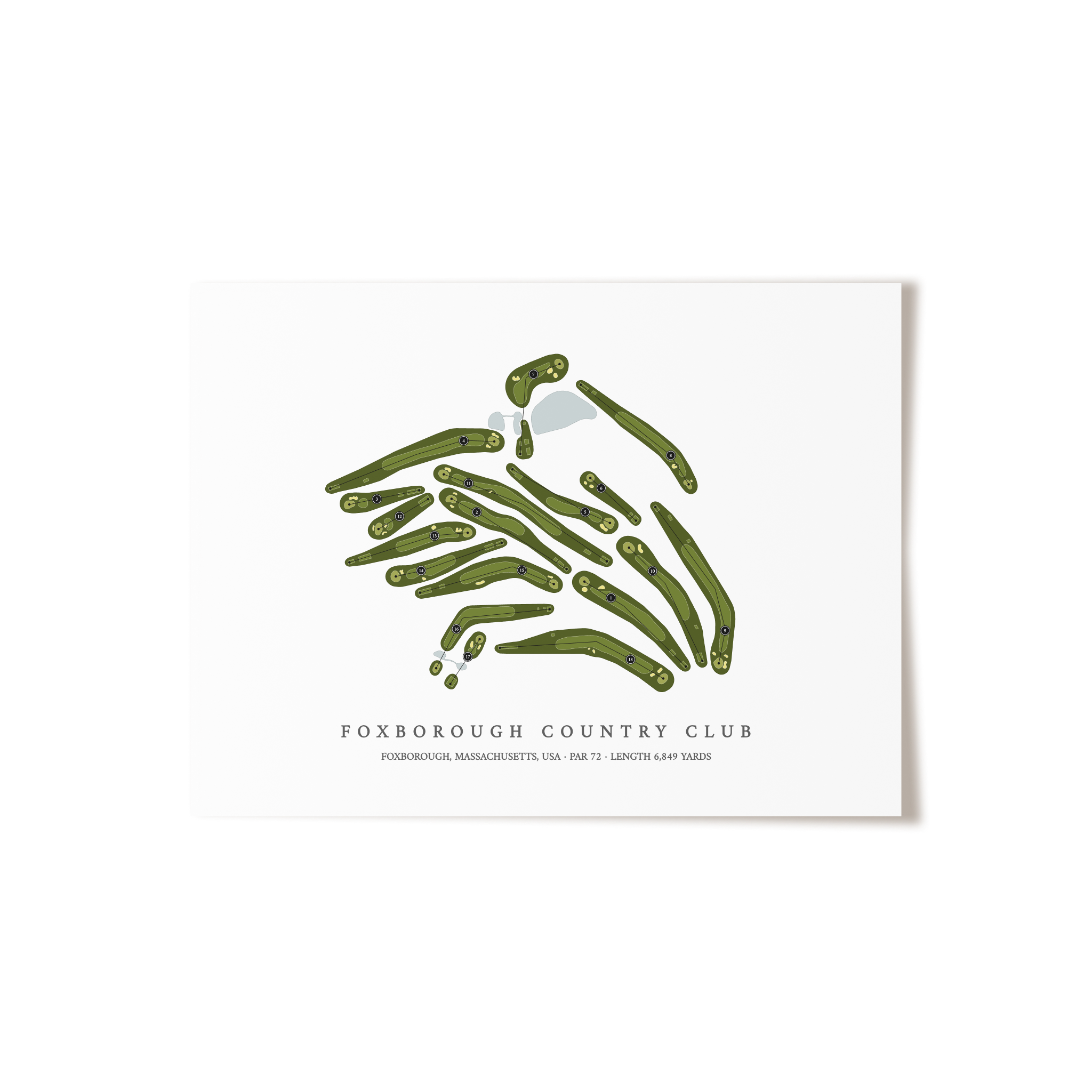 Foxborough Country Club | Golf Course Map | Unframed 