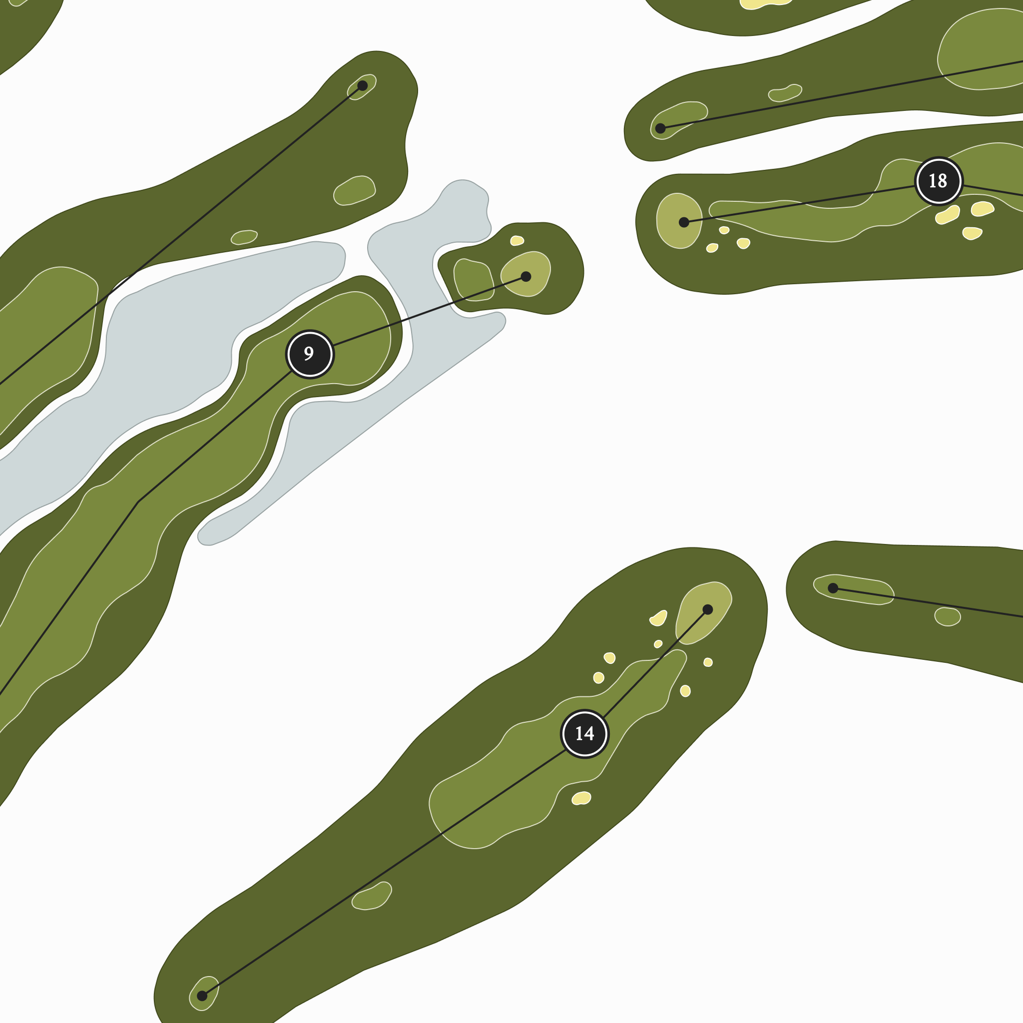 Foxfire Golf Club | Golf Course Map | Close Up With Hole Numbers #hole numbers_yes