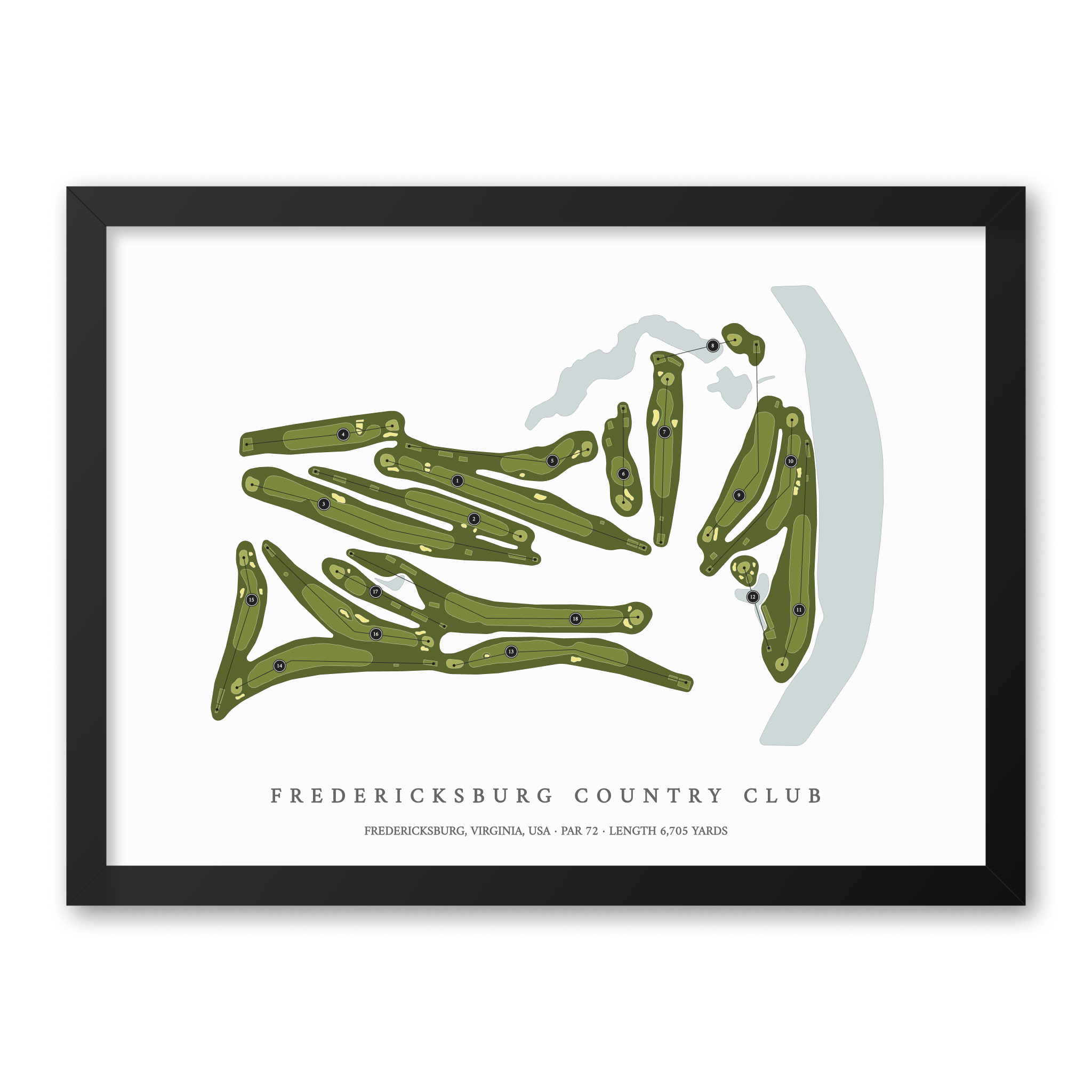 Fredericksburg Country Club | Golf Course Map | Black Frame