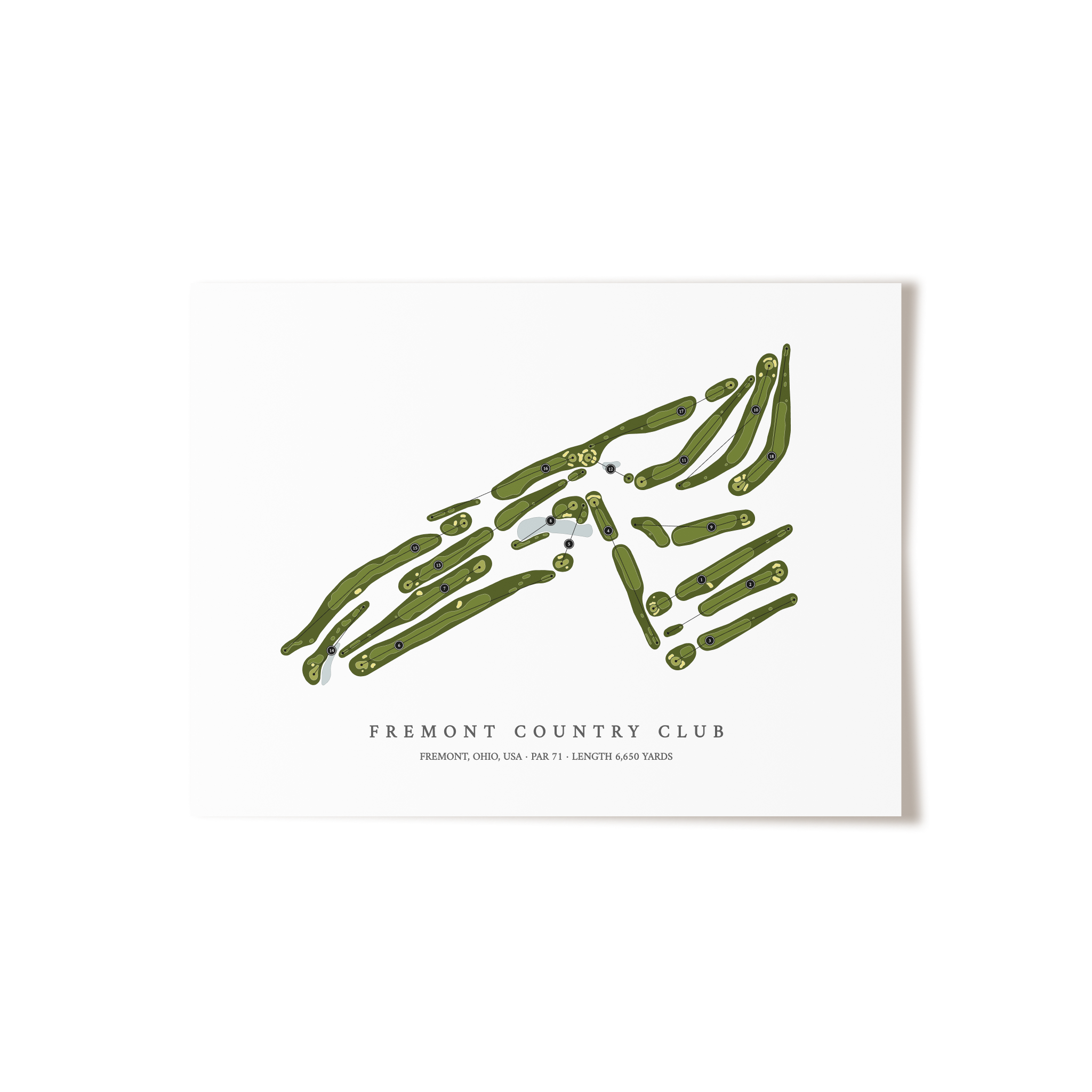 Fremont Country Club | Golf Course Map | Unframed 