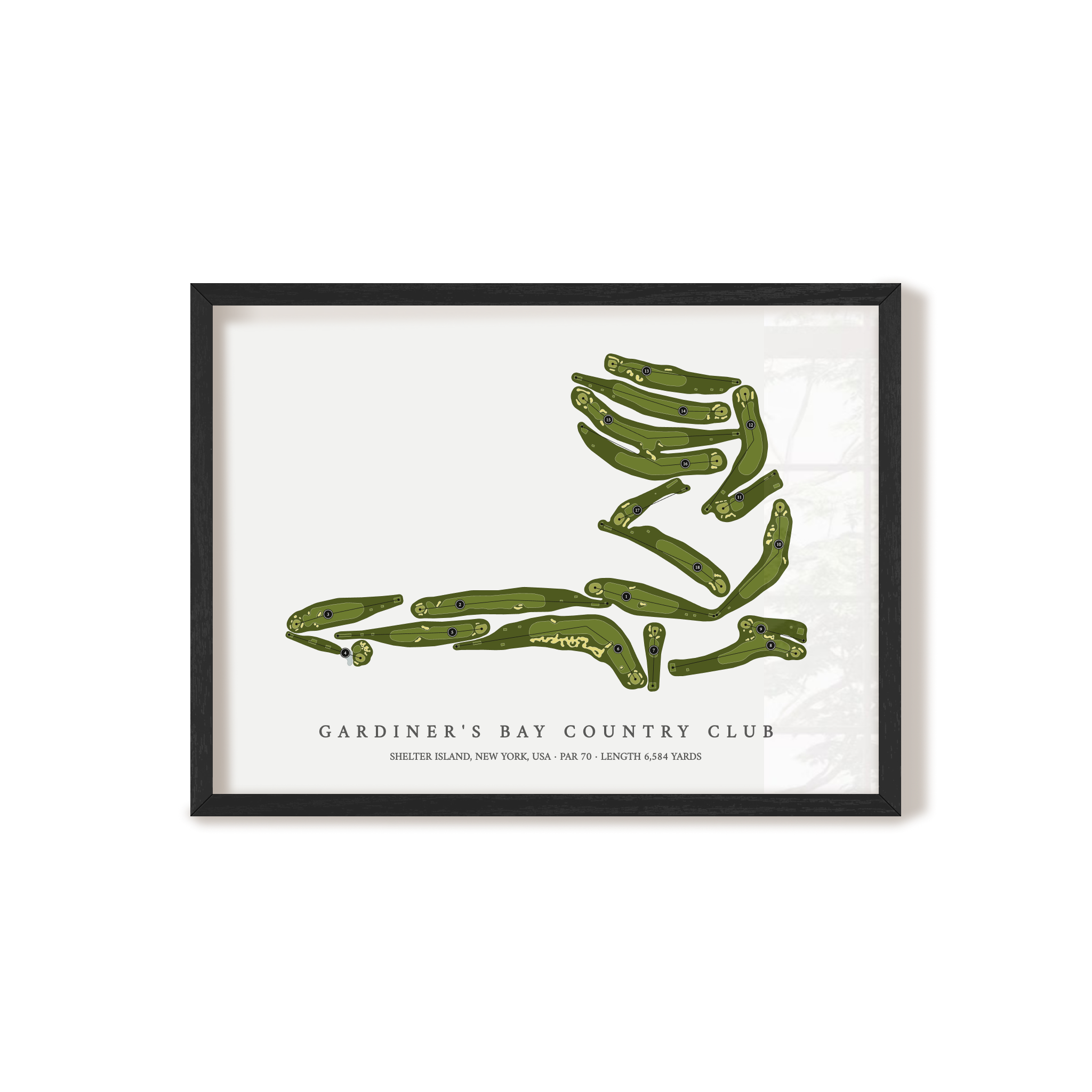 Gardiner's Bay Country Club | Golf Course Map | Black Frame 