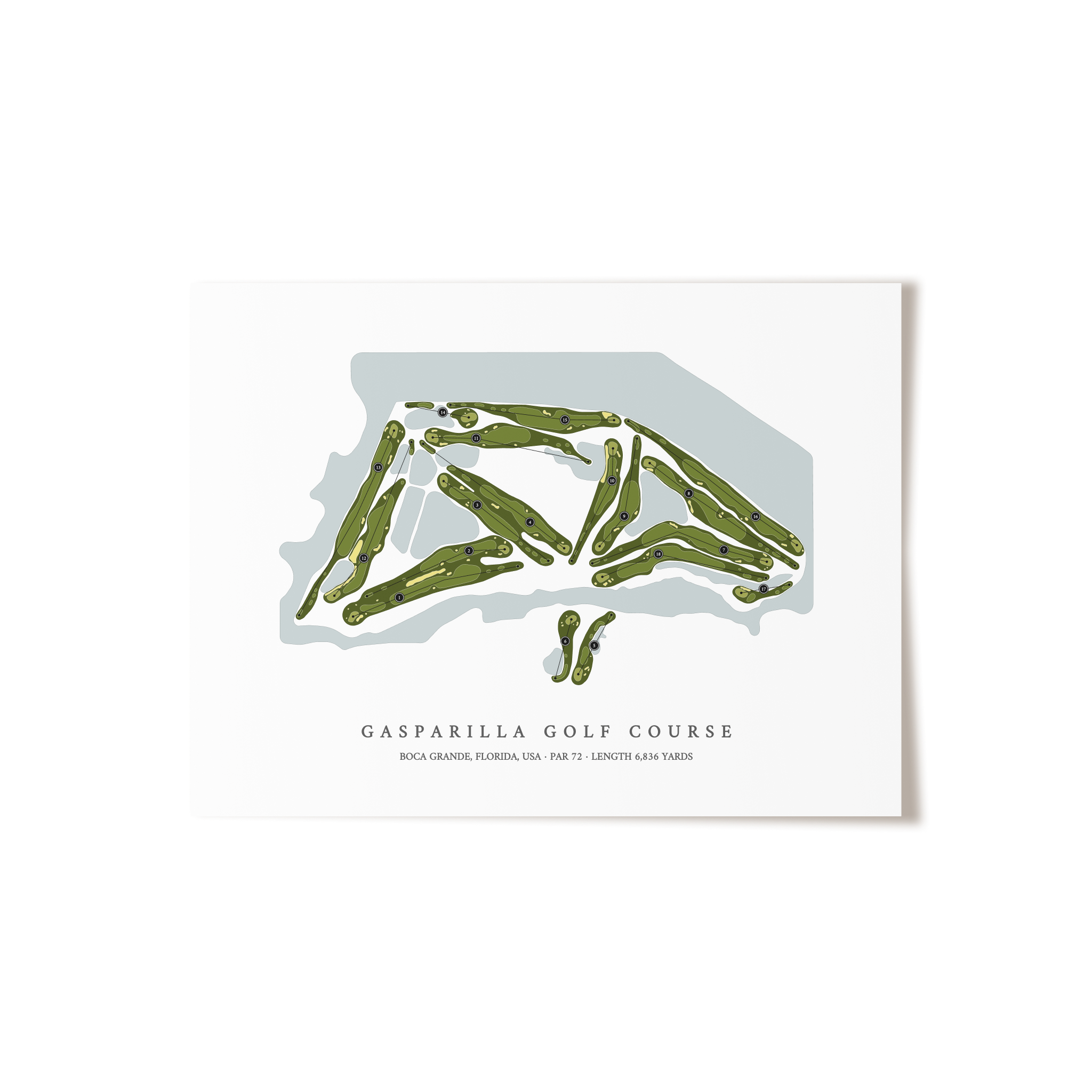 Gasparilla Golf Course | Golf Course Map | Unframed 