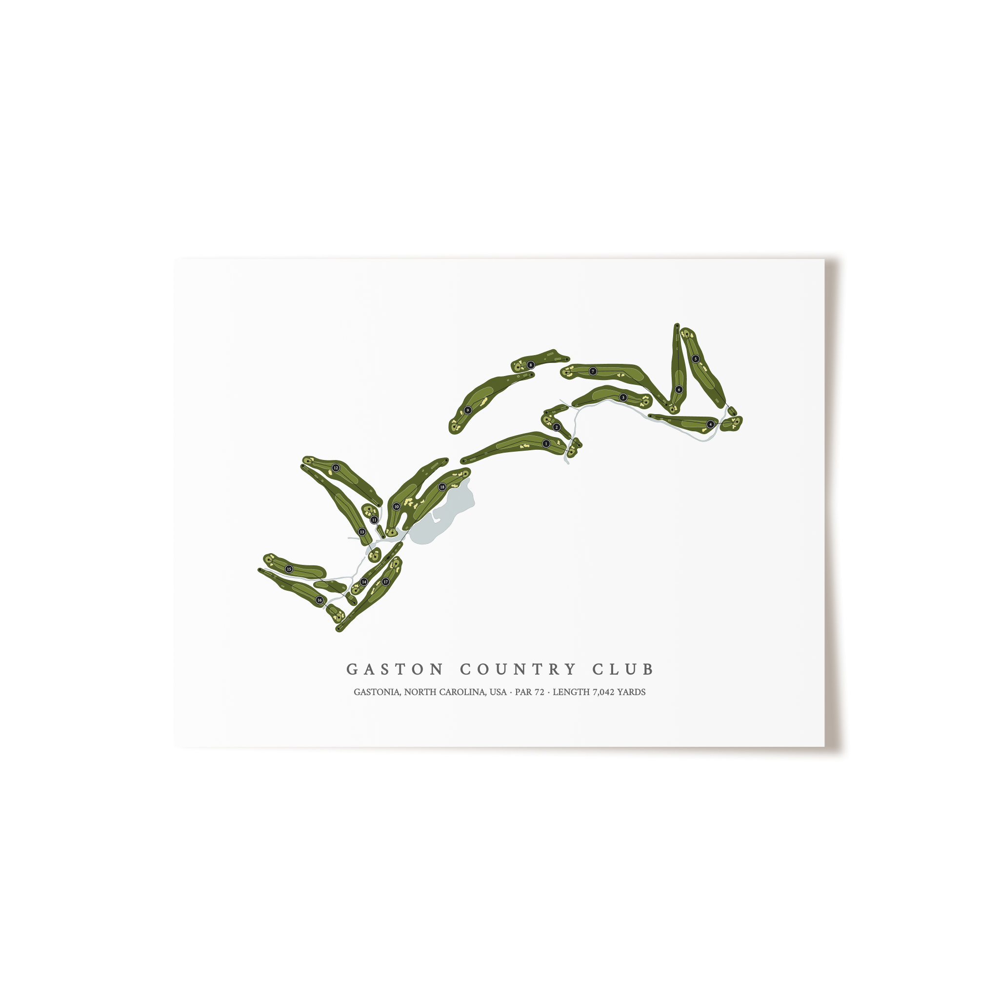 Gaston Country Club | Golf Course Map | Unframed 