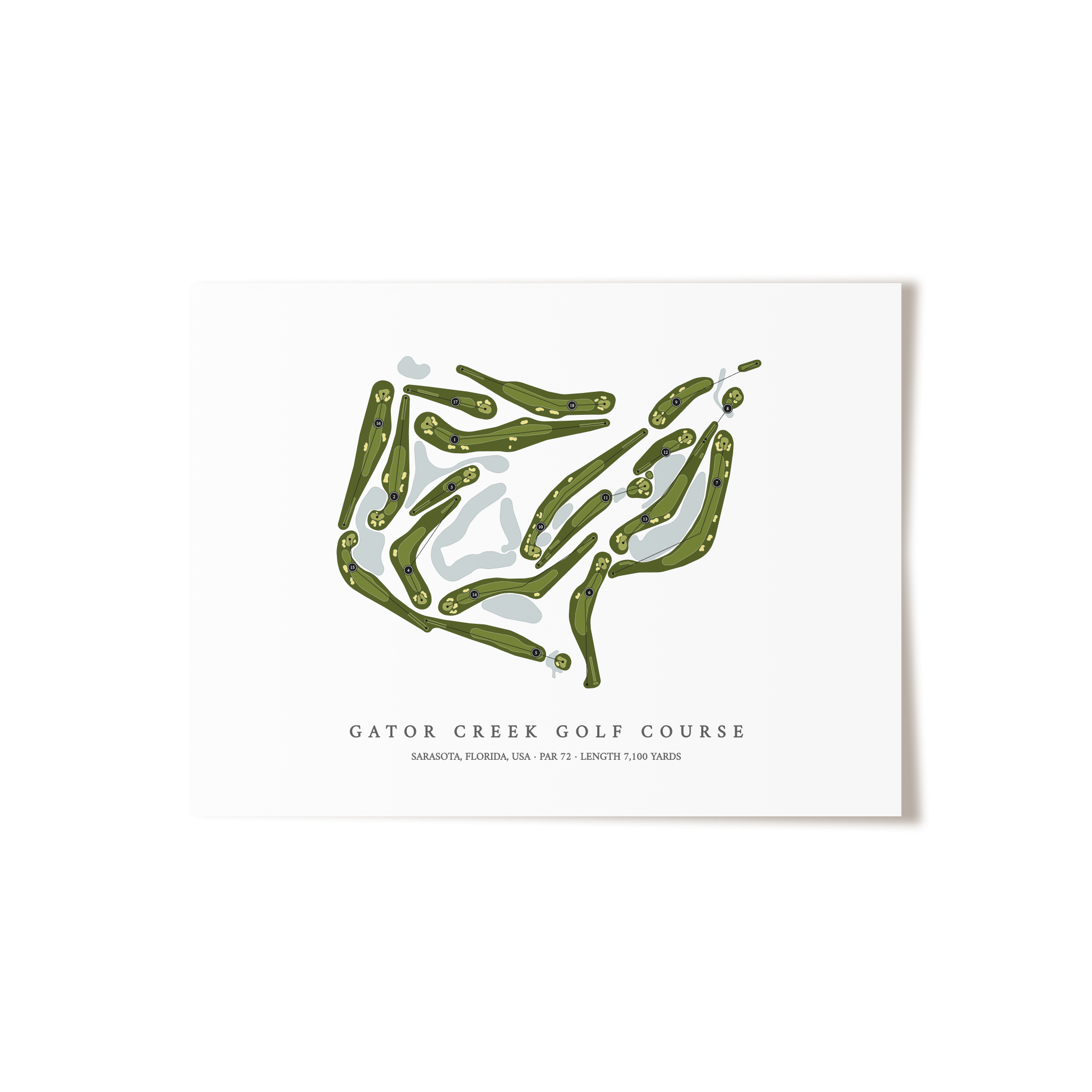 Gator Creek Golf Course | Golf Course Map | Unframed 