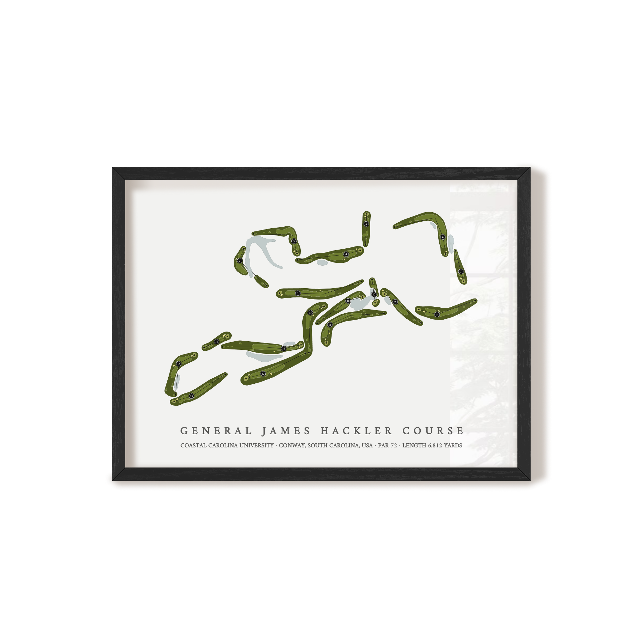 General James Hackler Course at Coastal Carolina University | Golf Course Map | Black Frame 