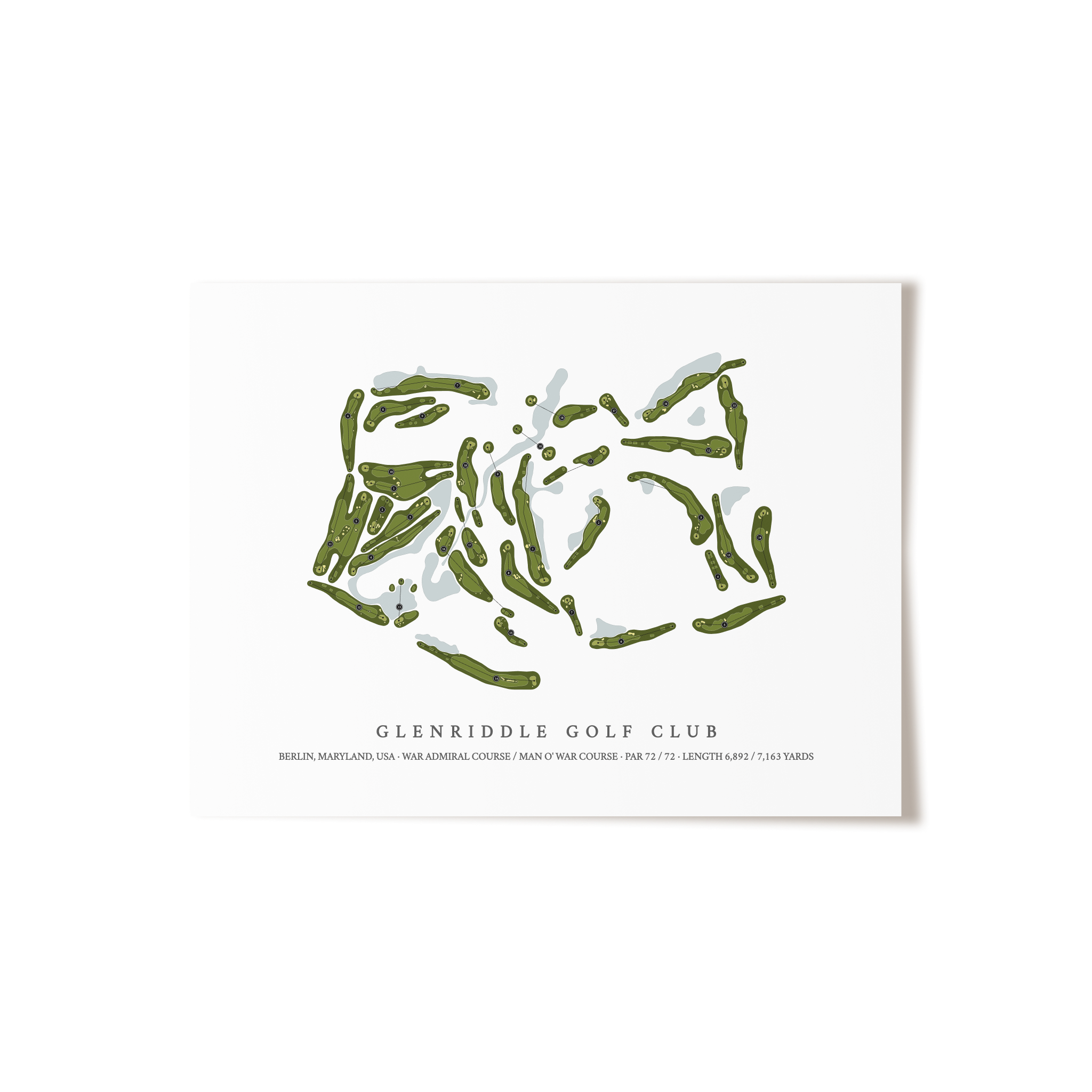 GlenRiddle Golf Club | Golf Course Map | Unframed 