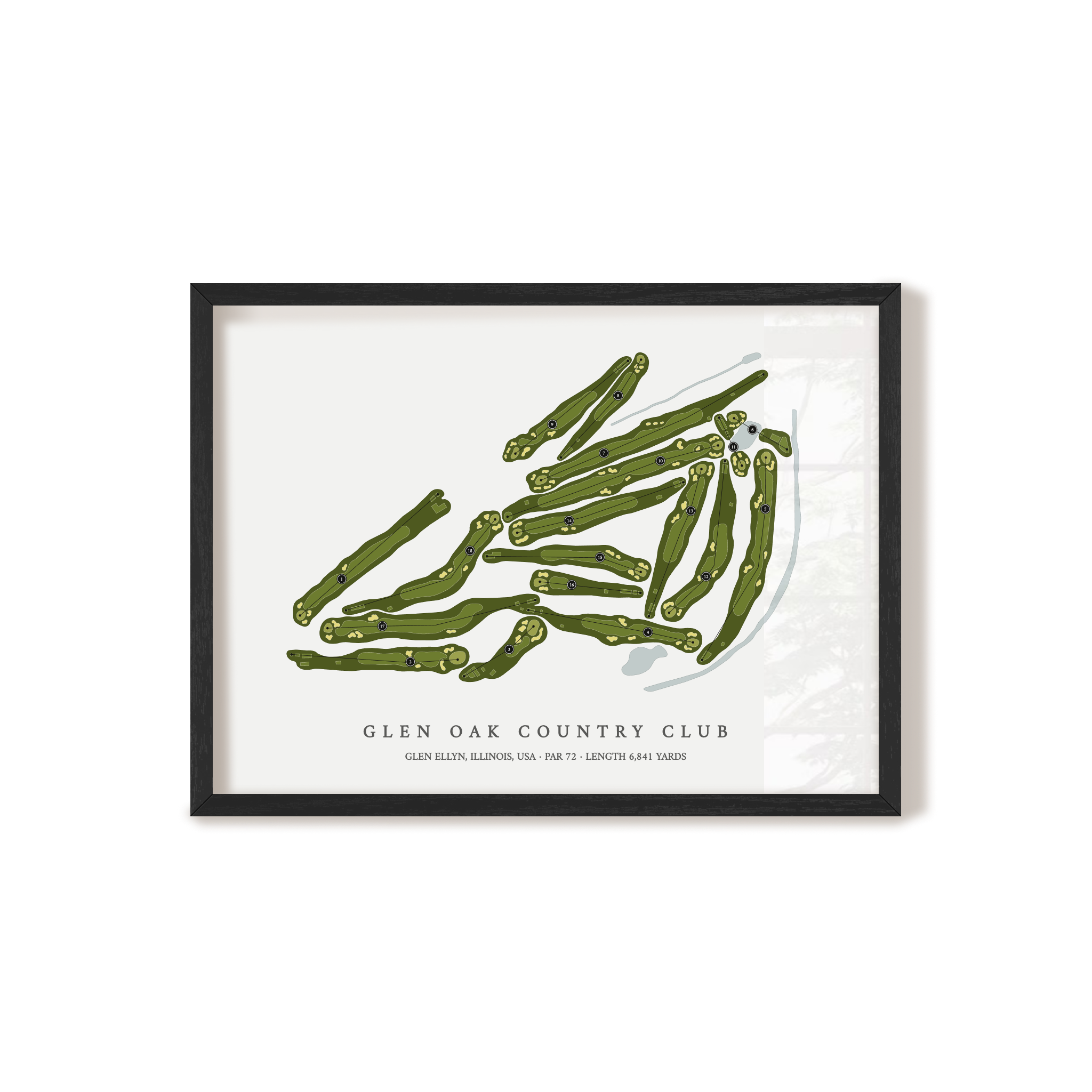Glen Oak Country Club | Golf Course Print | Black Frame