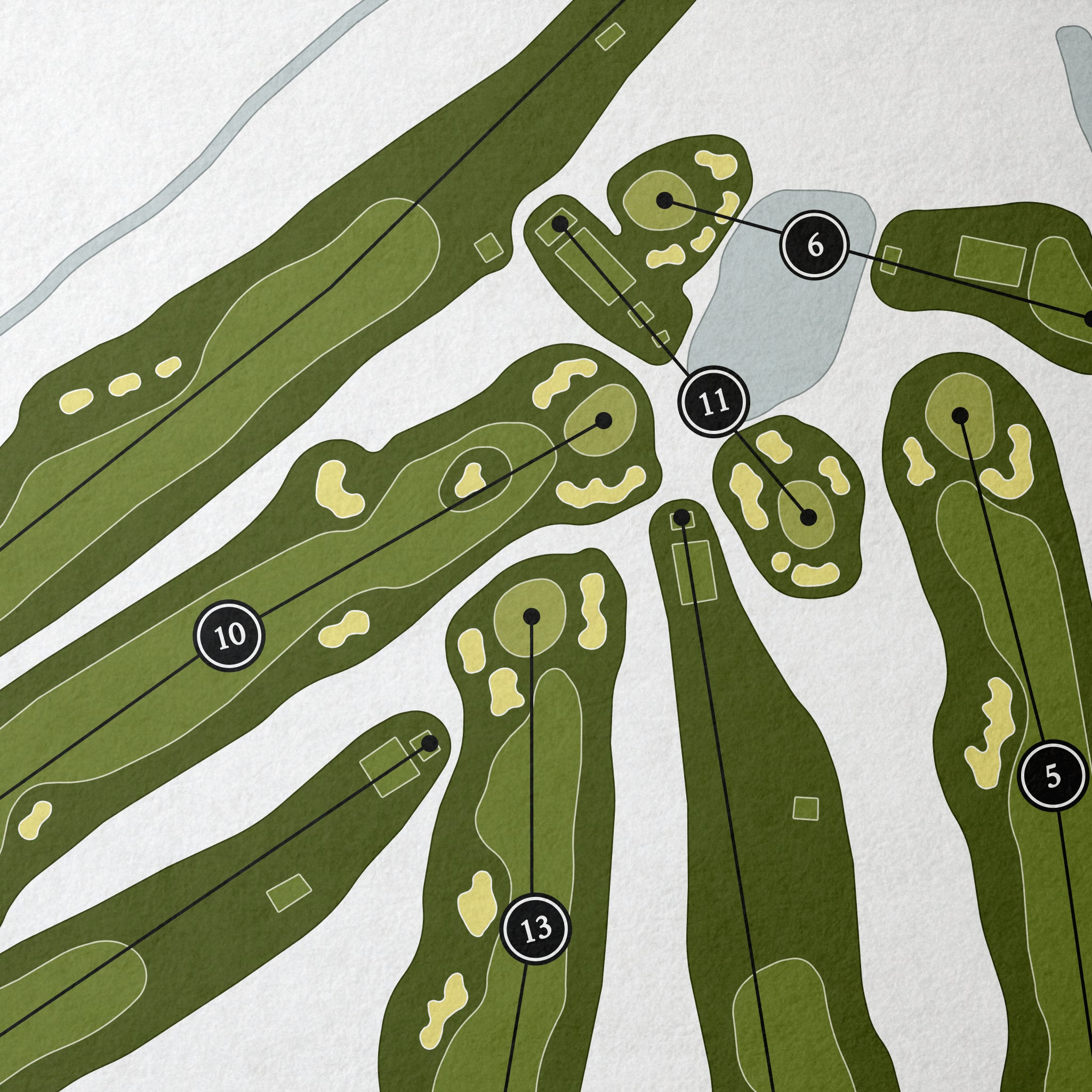 Glen Oak Country Club | Golf Course Print | Close Up